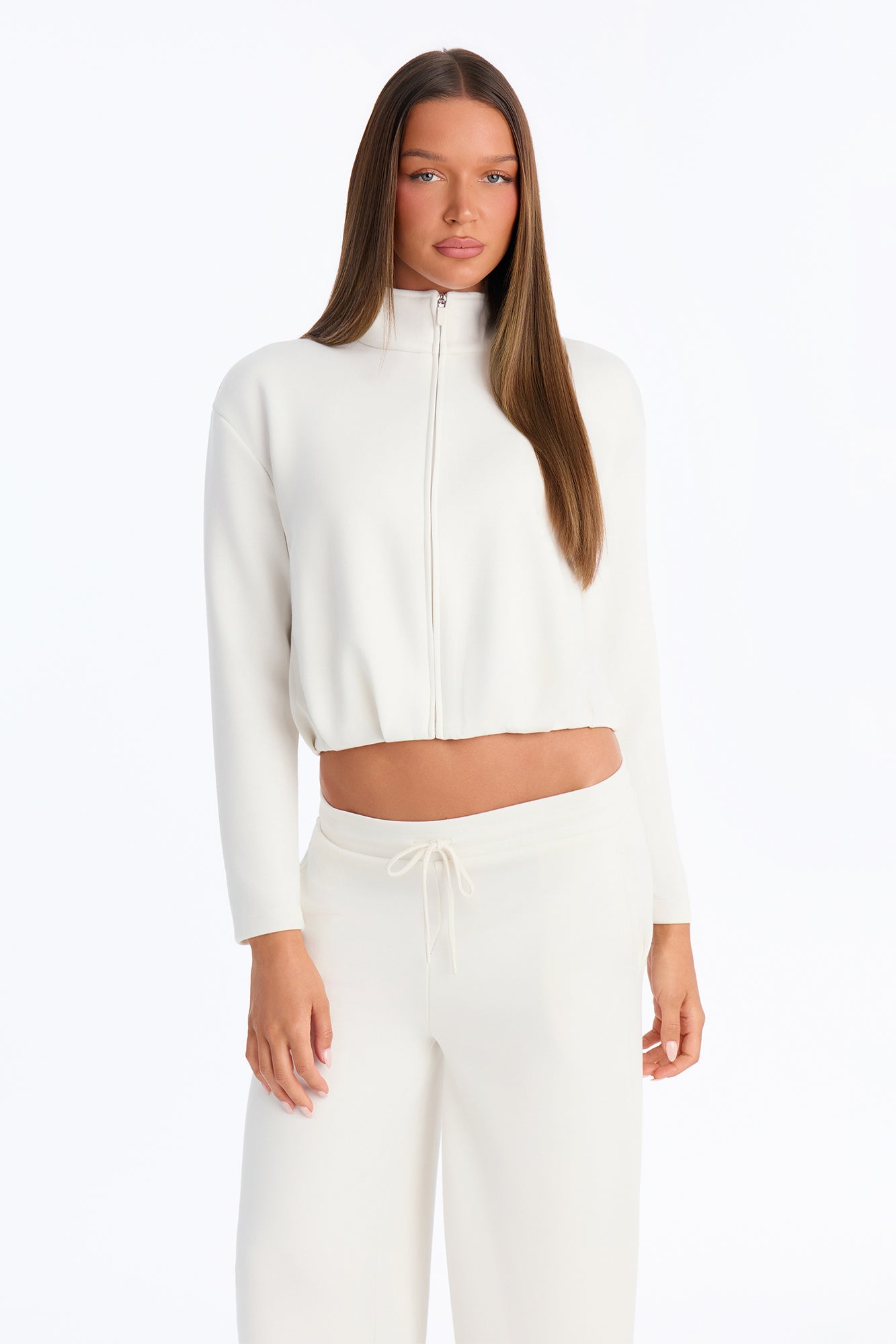 Bella Scuba Bubble Hem Lounge Sweatshirt - Cream