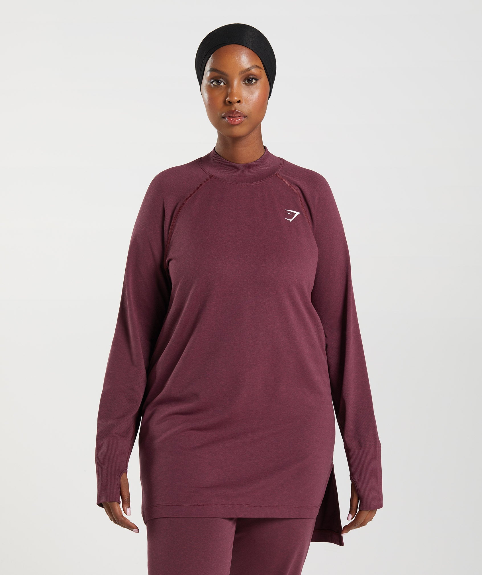 Gymshark Vital Long Line Top - Baked Maroon/ Marl