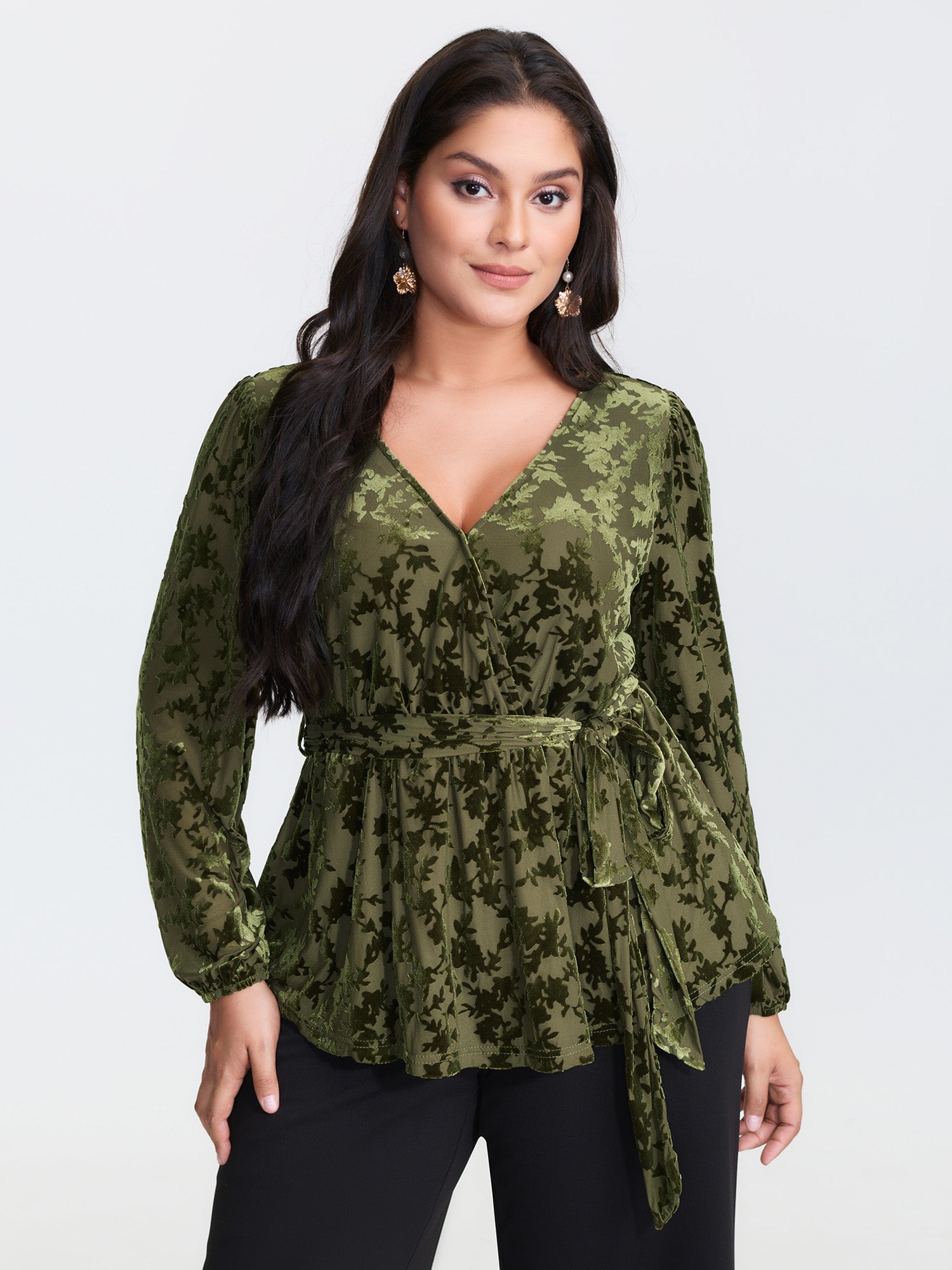 Velvet Laser Cut Side-Tie Blouse
