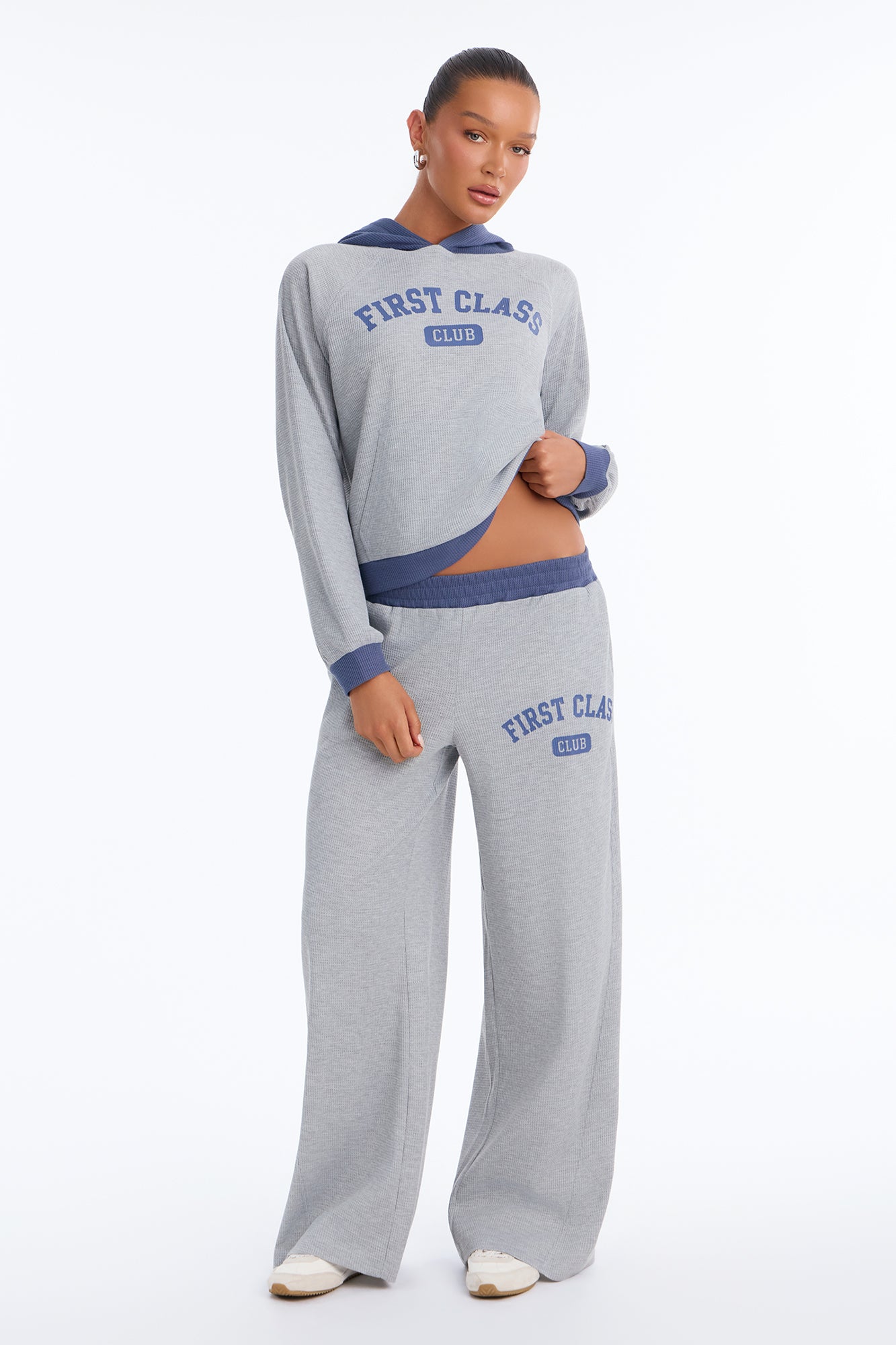 First Class Club Thermal Wide Leg Pant - Grey/combo
