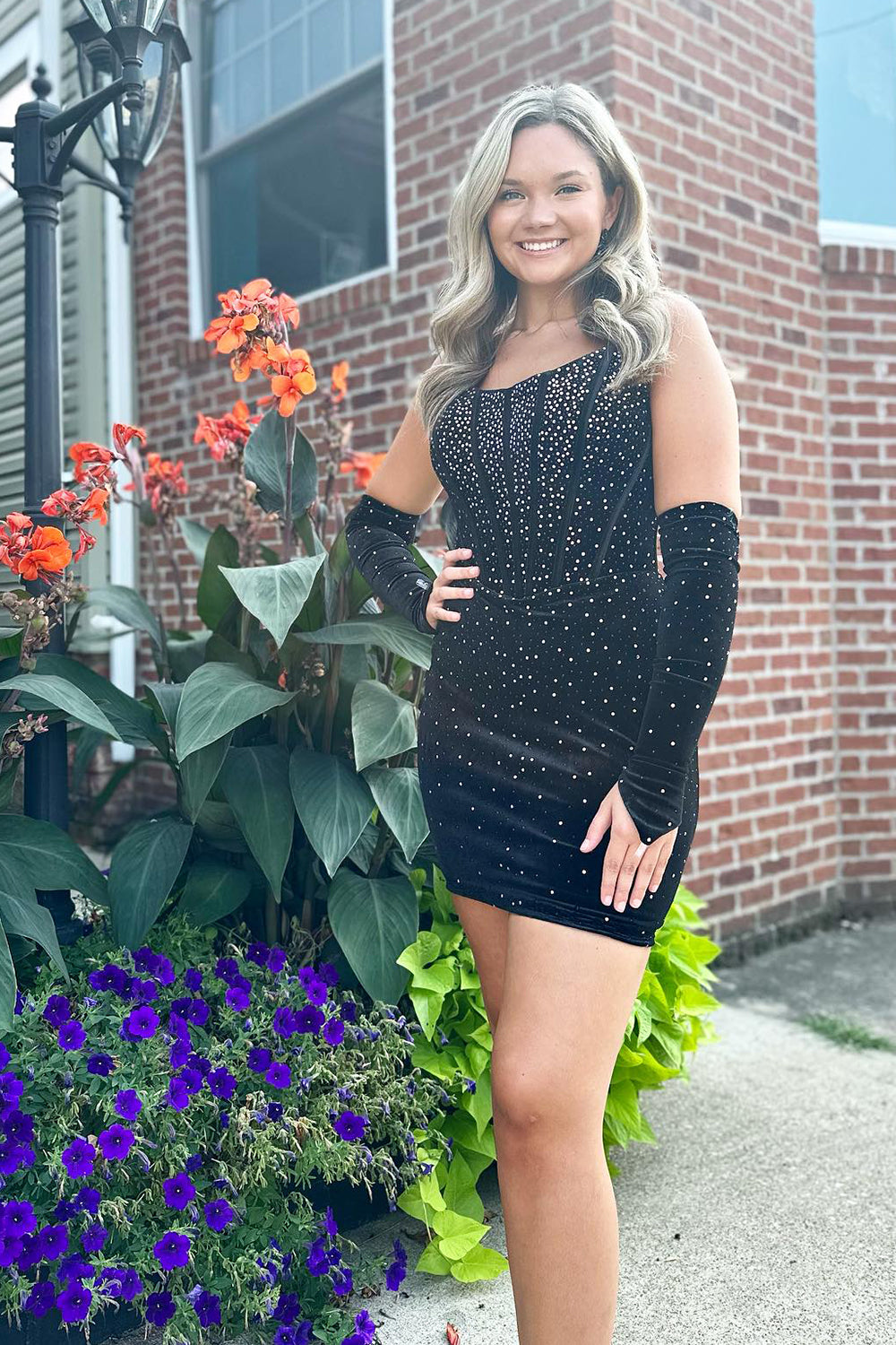 Sparkly Black Beaded Corset Tight Short Homecoming Dress/Mini Dress With Detachable Sleeves