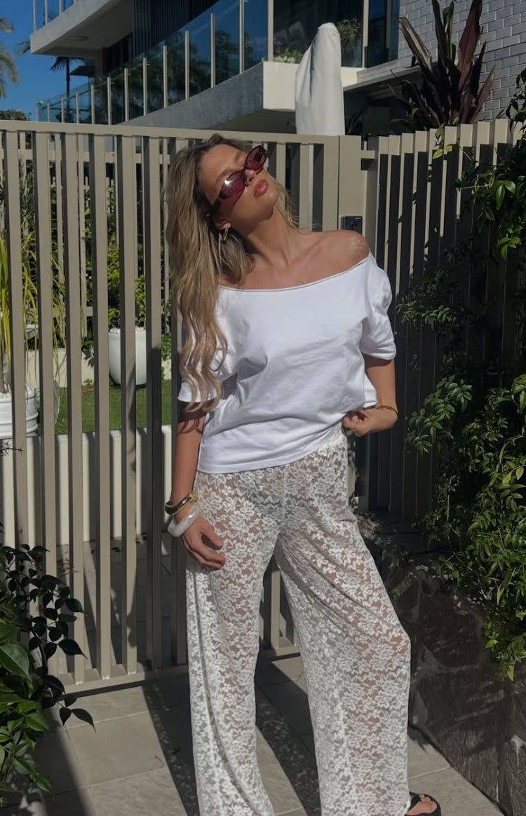 Jev White Lace Pants