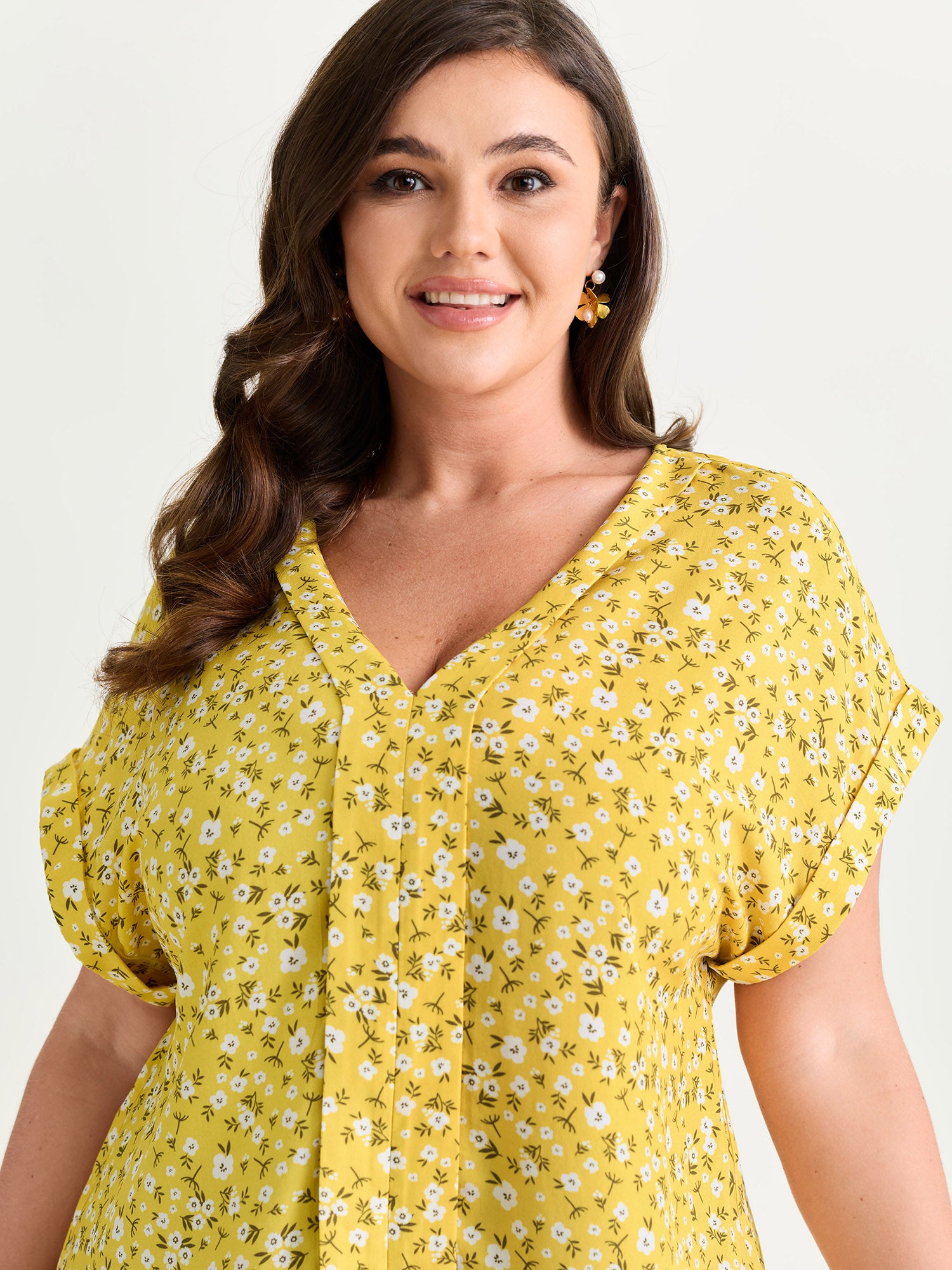 Floral Print V-Neck Dolman Sleeve Blouse
