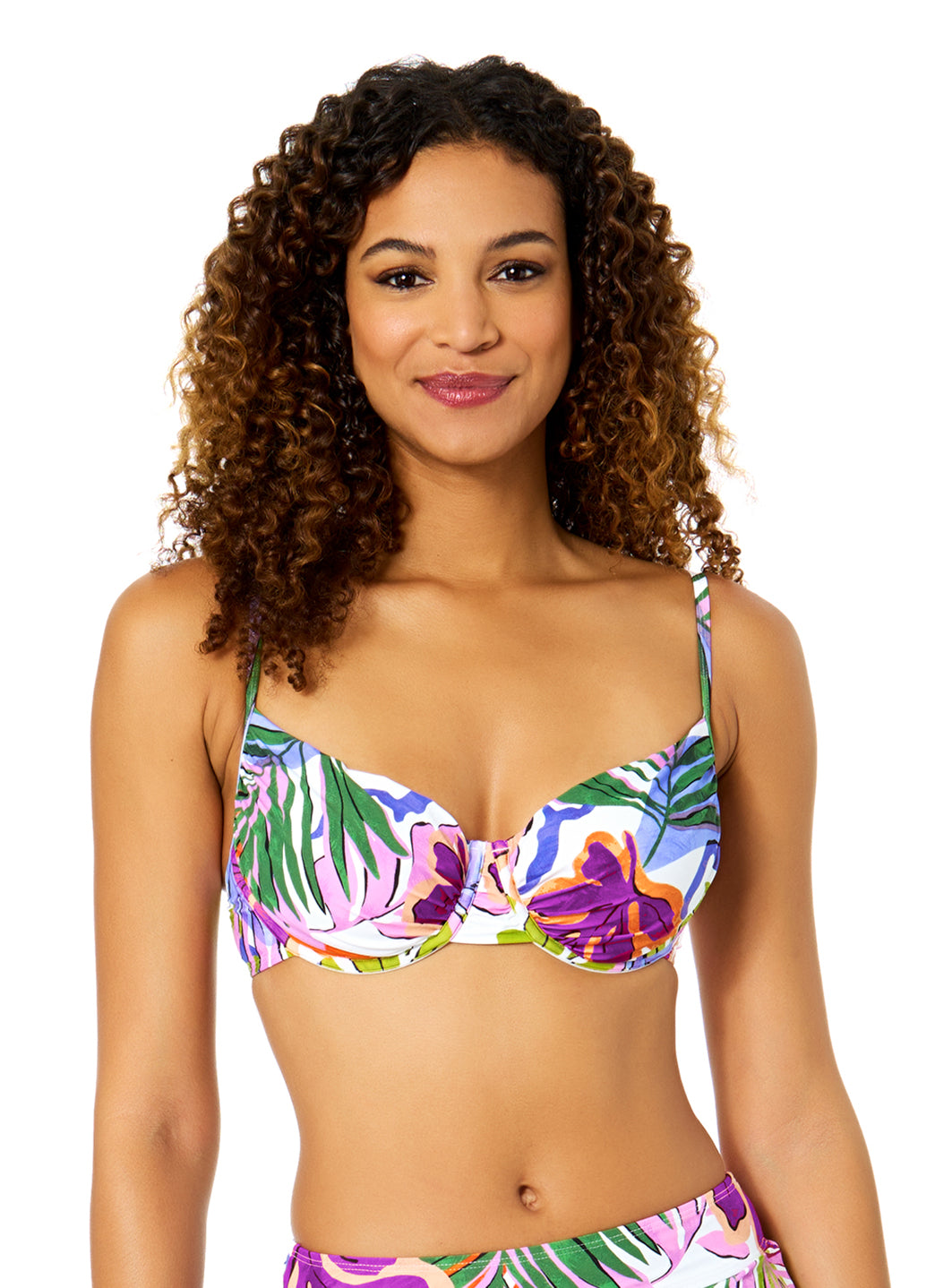 Anne Cole Women's Mod Tropical Shirred Underwire Bikini Top