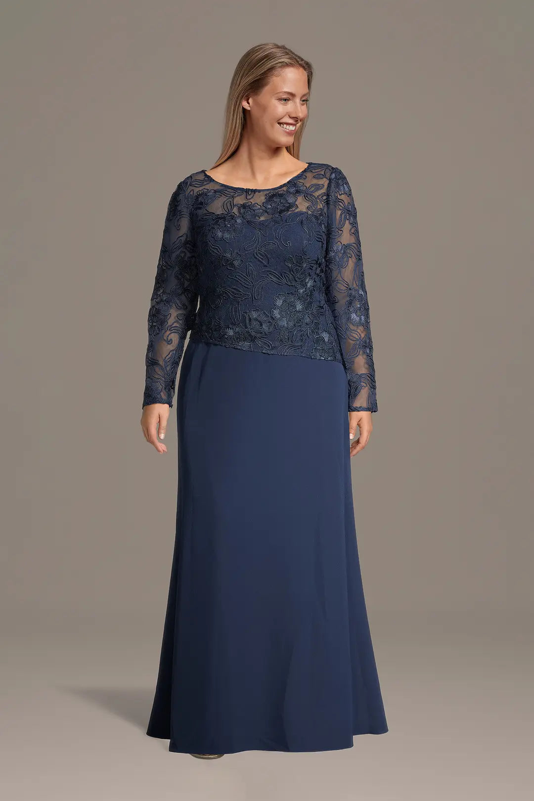 Illusion Long-Sleeve Lace Sheath Dress