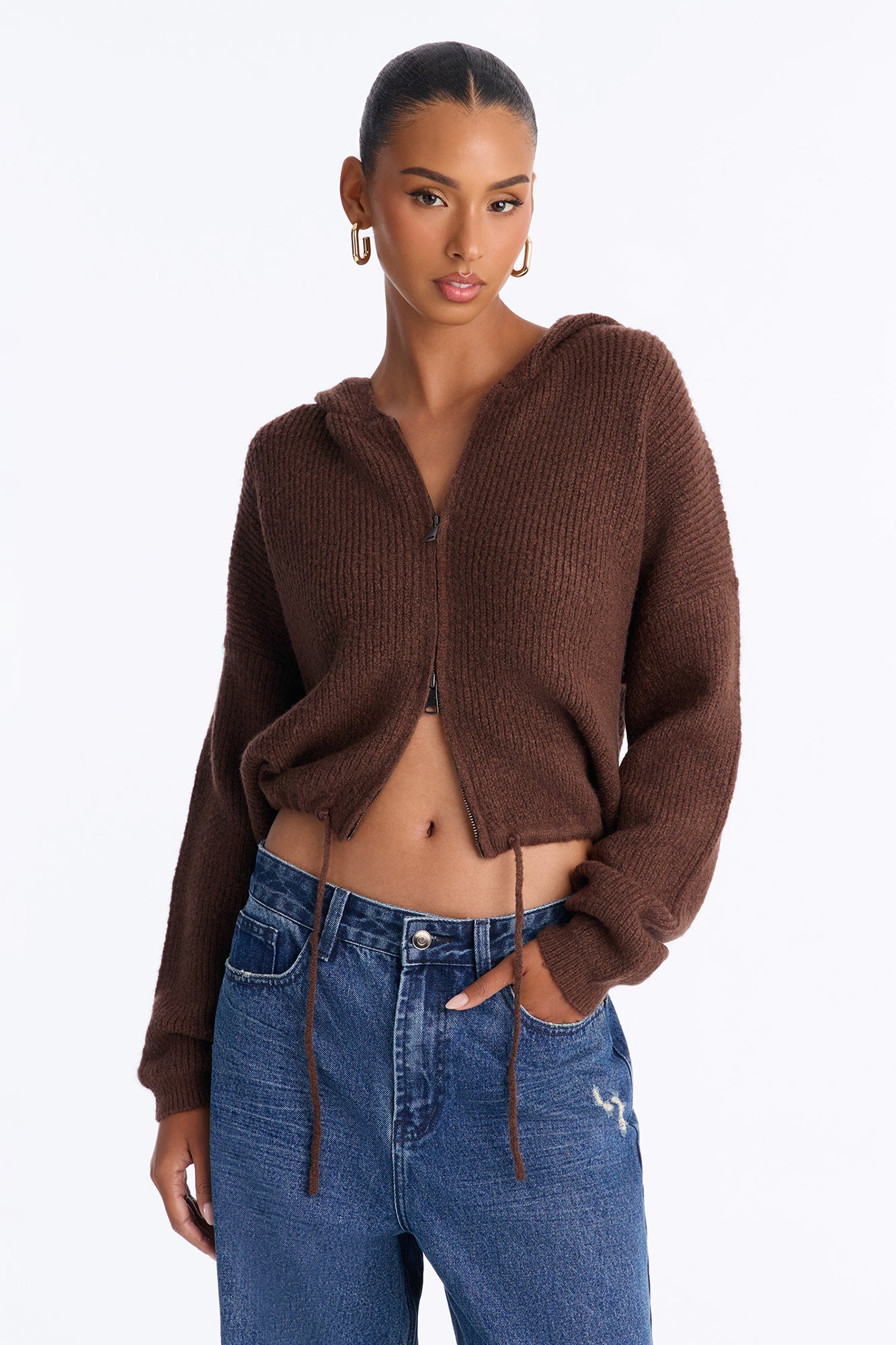Maple Skies Hooded Cardigan - Chocolate