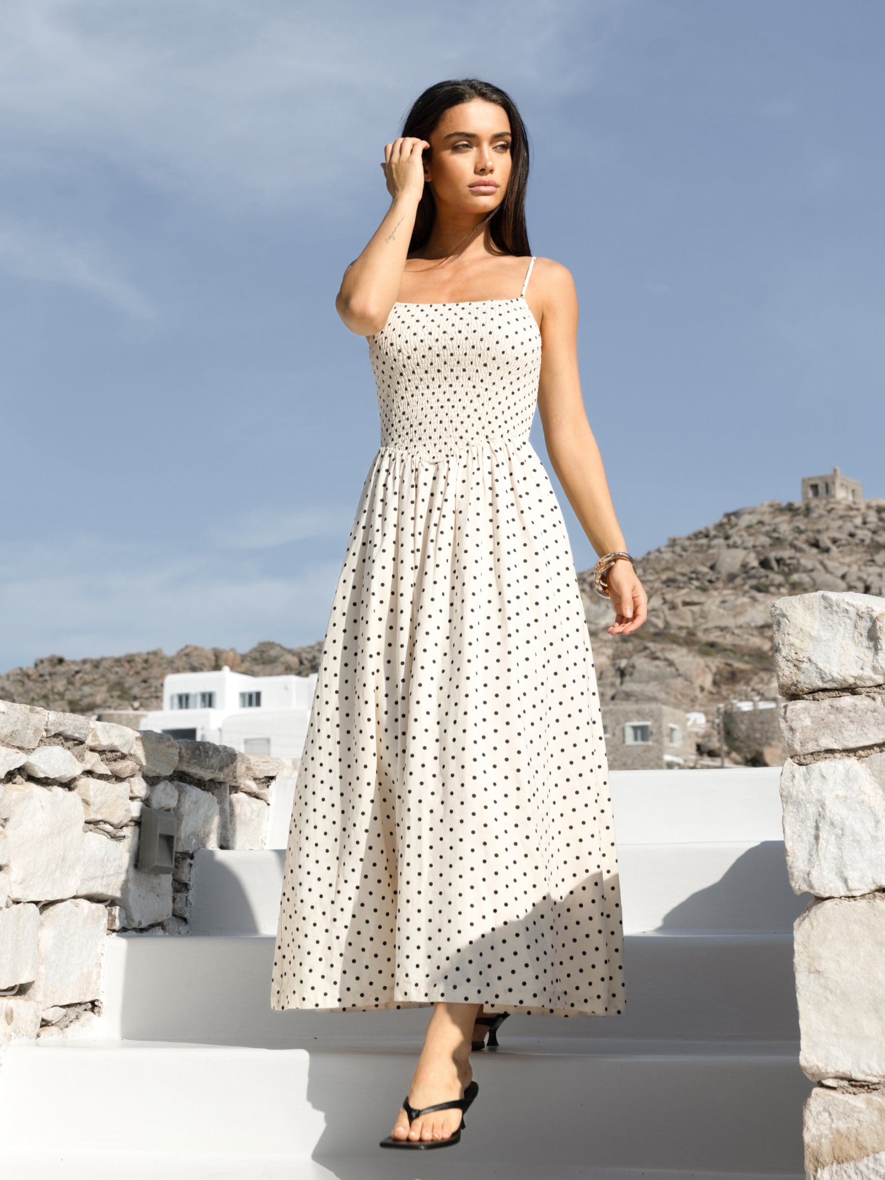 Alessia Linen Dress - Polka Dot