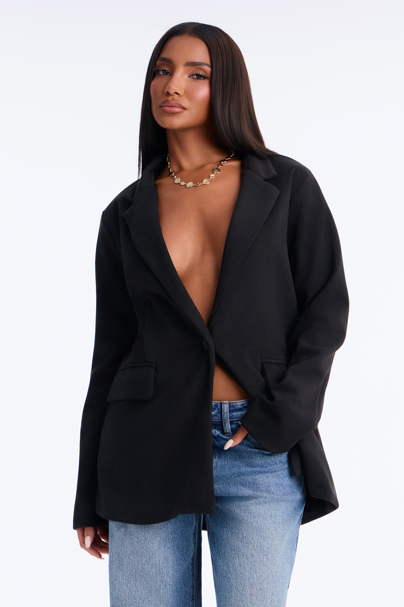 Daphnie Single Breasted Tailored Blazer - Black