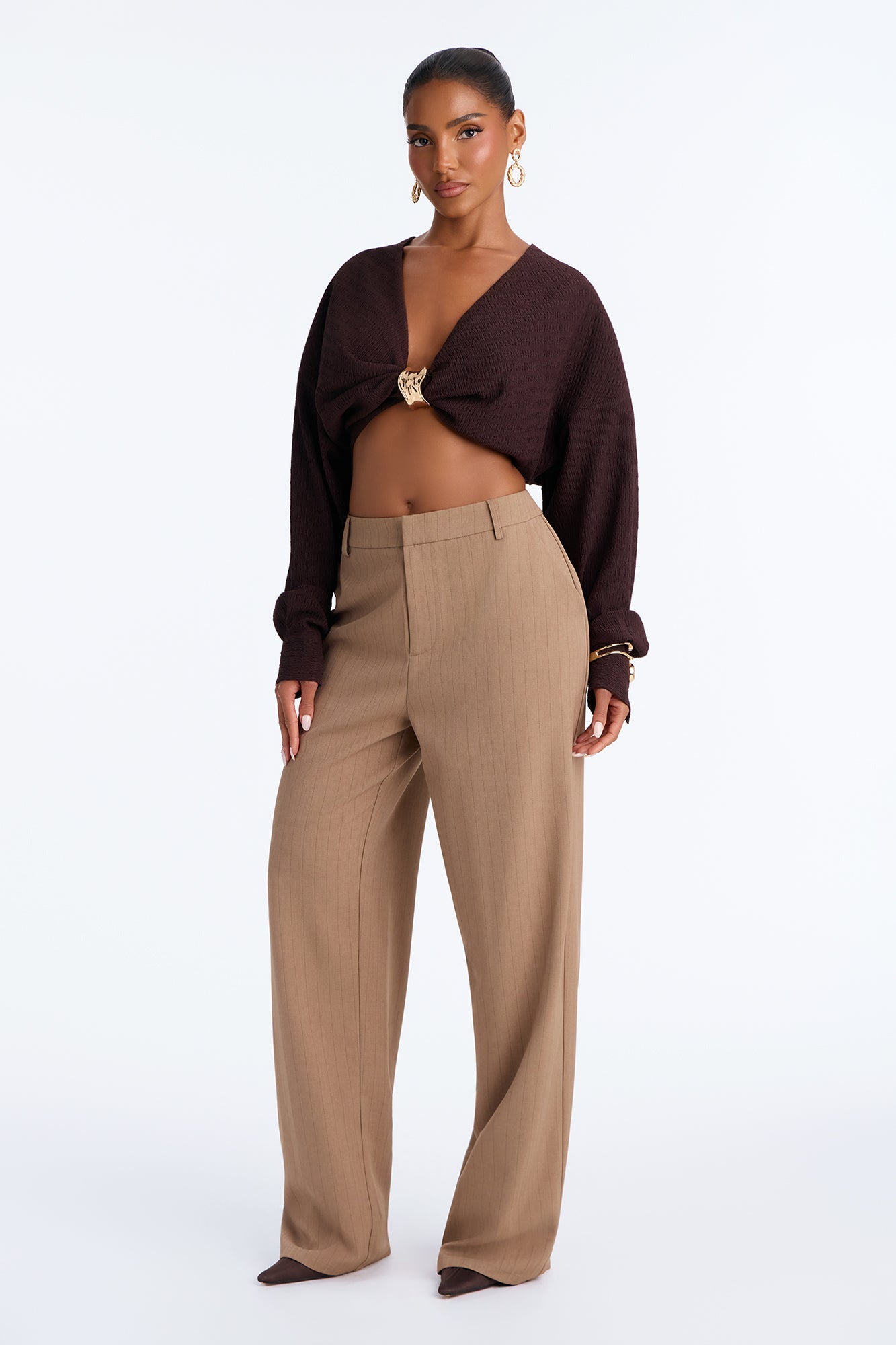 Focus Forward Pinstripe Trouser Pant 32″ - Brown/combo