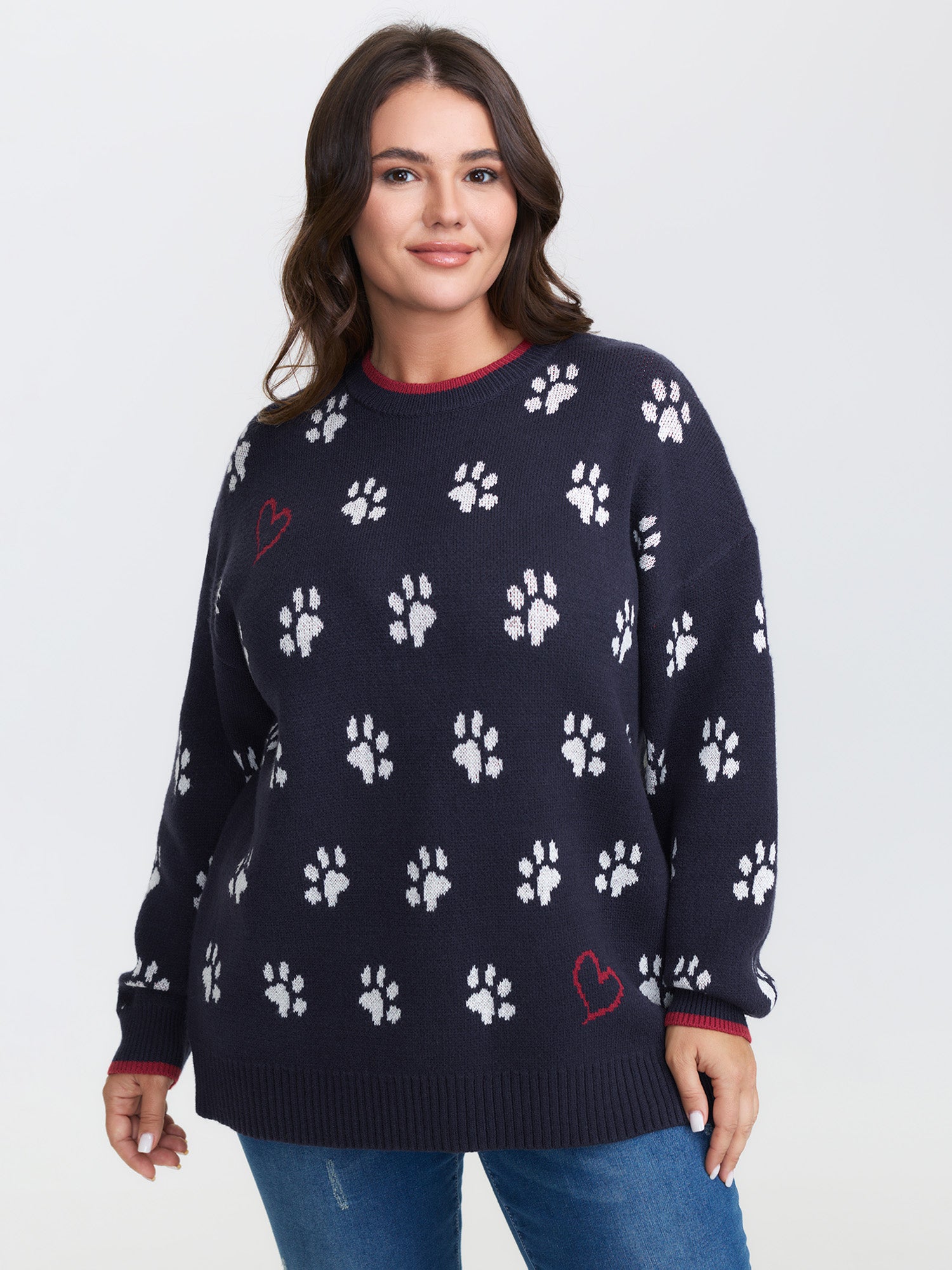 Supersoft Cute Paw Round Neck Pullover