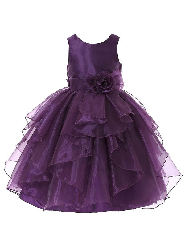Beautiful Scoop Neck Sleeveless Organza Flower Girl Dresses with Ruffles