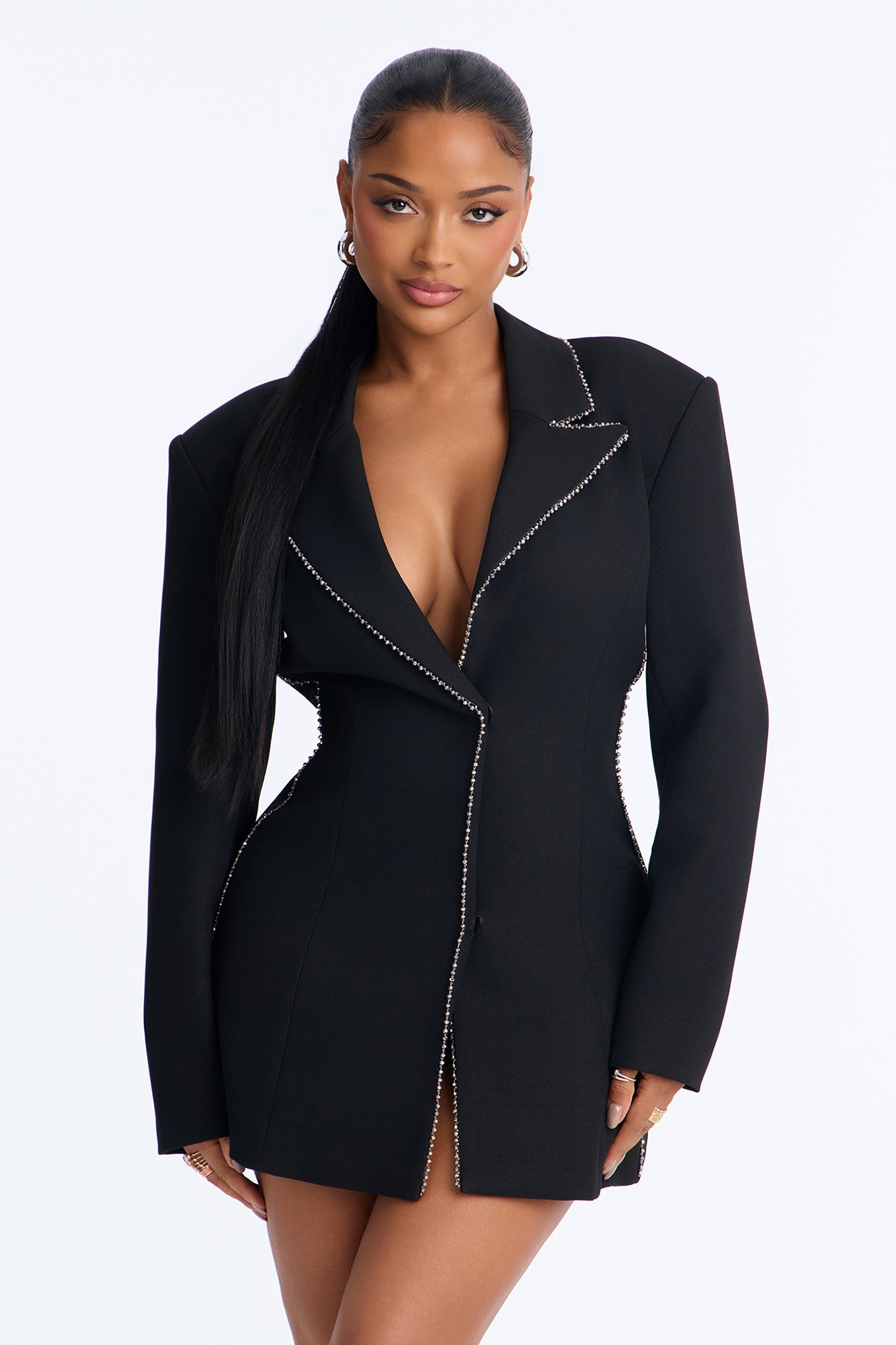 It Girl Crepe Blazer Mini Dress - Black