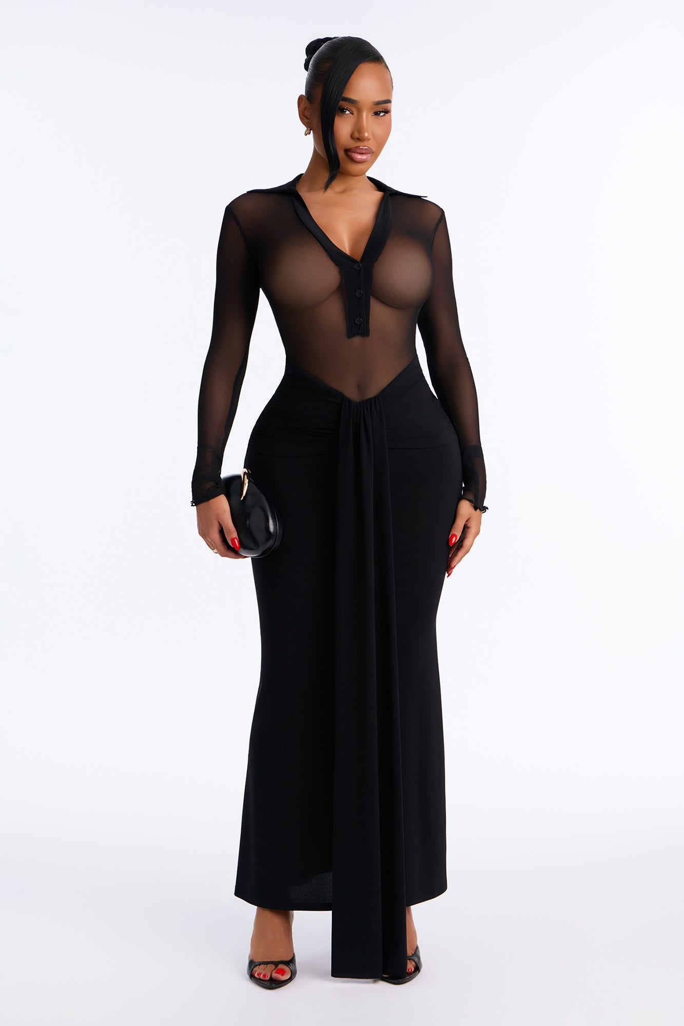 Kaylah Collared Maxi Dress - Black