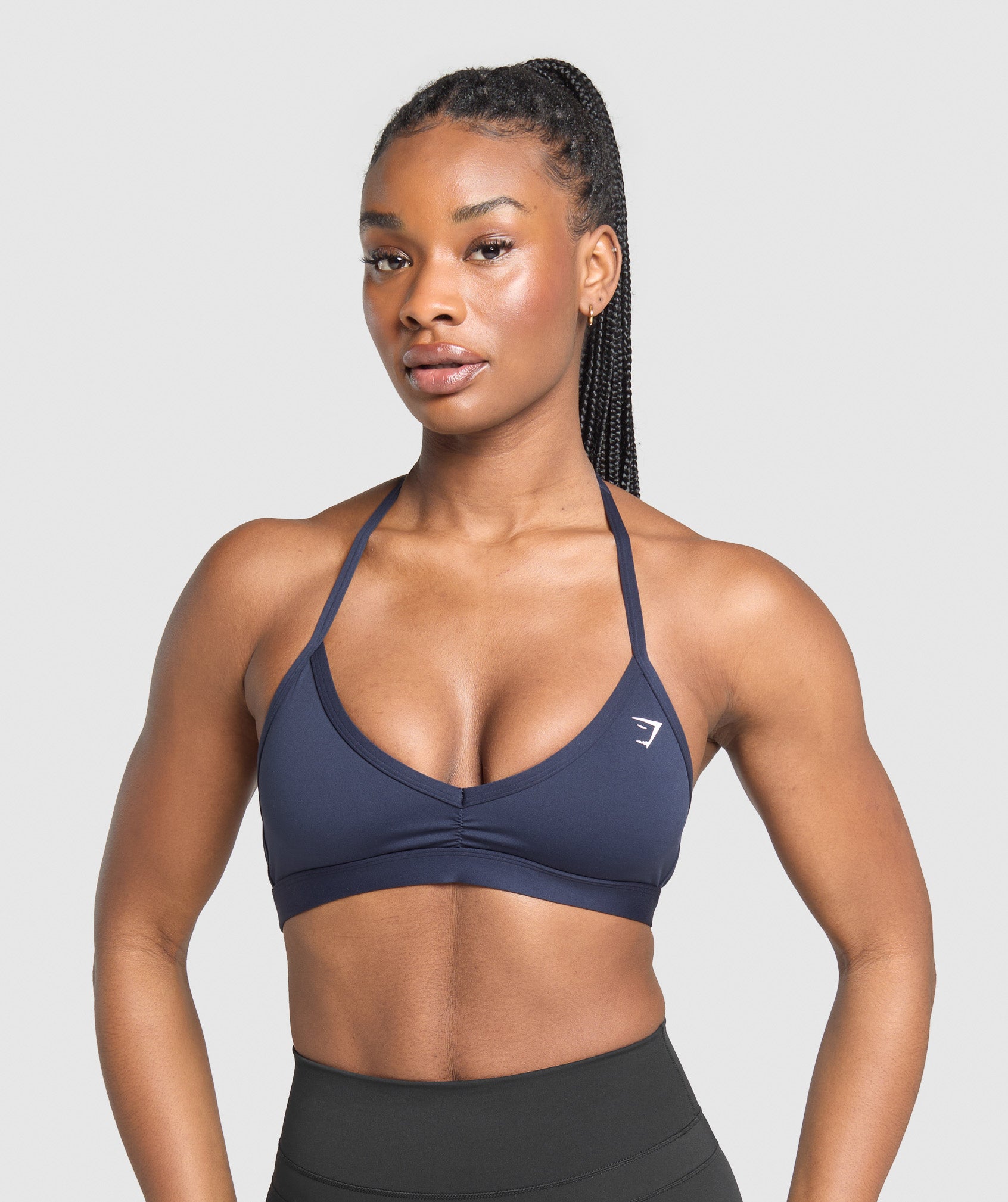 Gymshark Light Support Minimal Halterneck Bra - Heavy Blue