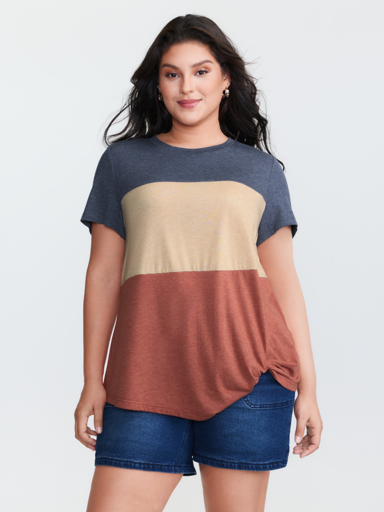 Supersoft Colorblock Twist Hem T-Shirt