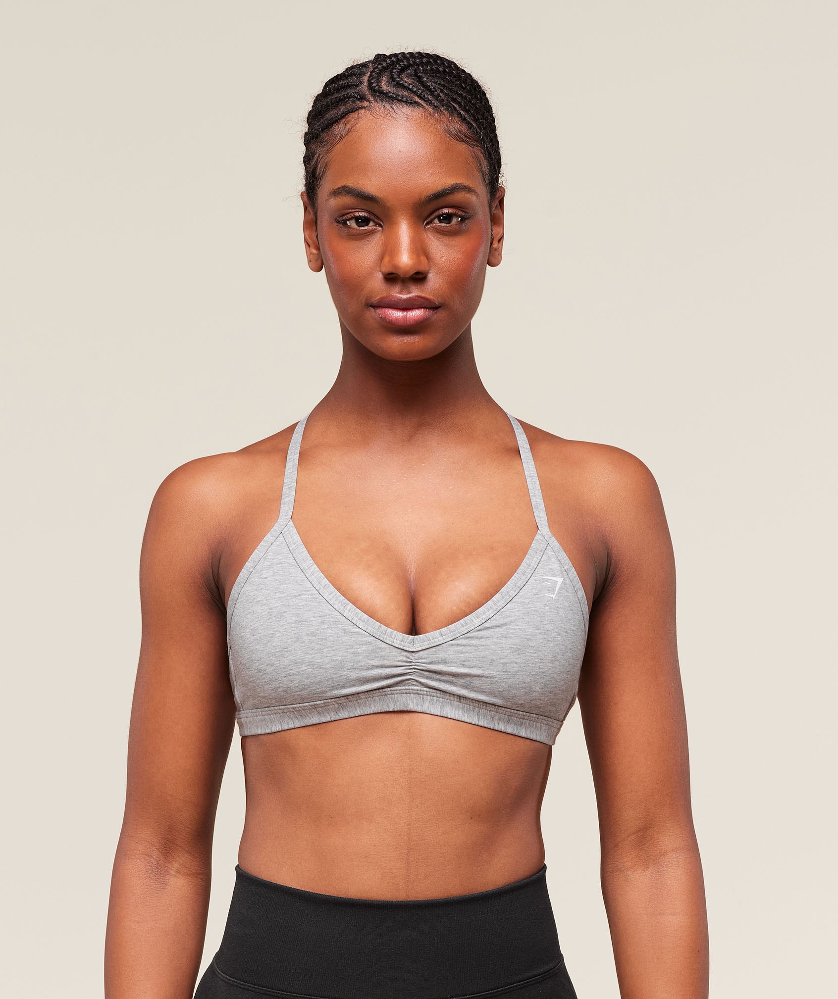 Gymshark Cotton Minimal Sports Bra - Light Grey Core Marl