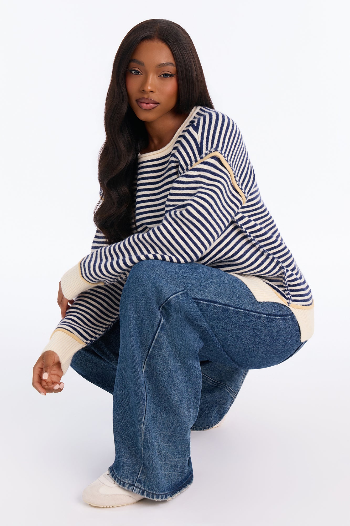 Soft Winds Striped Pullover Sweater - Blue/combo