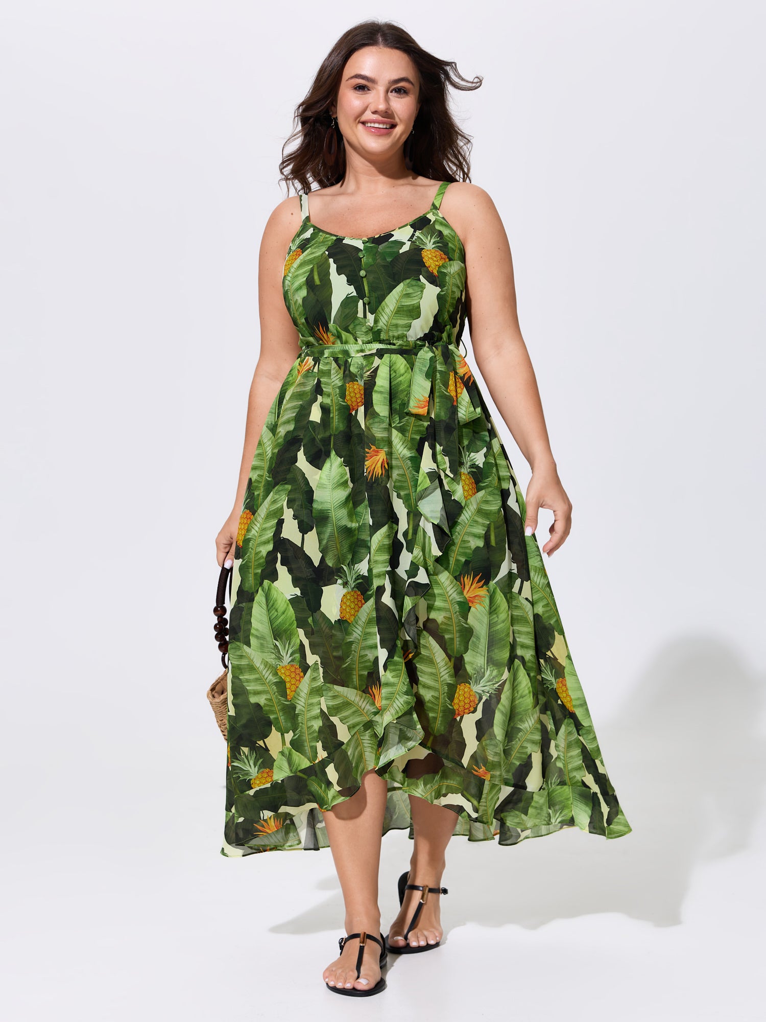 Breathabel Tropical Vacation Print Midi Dress