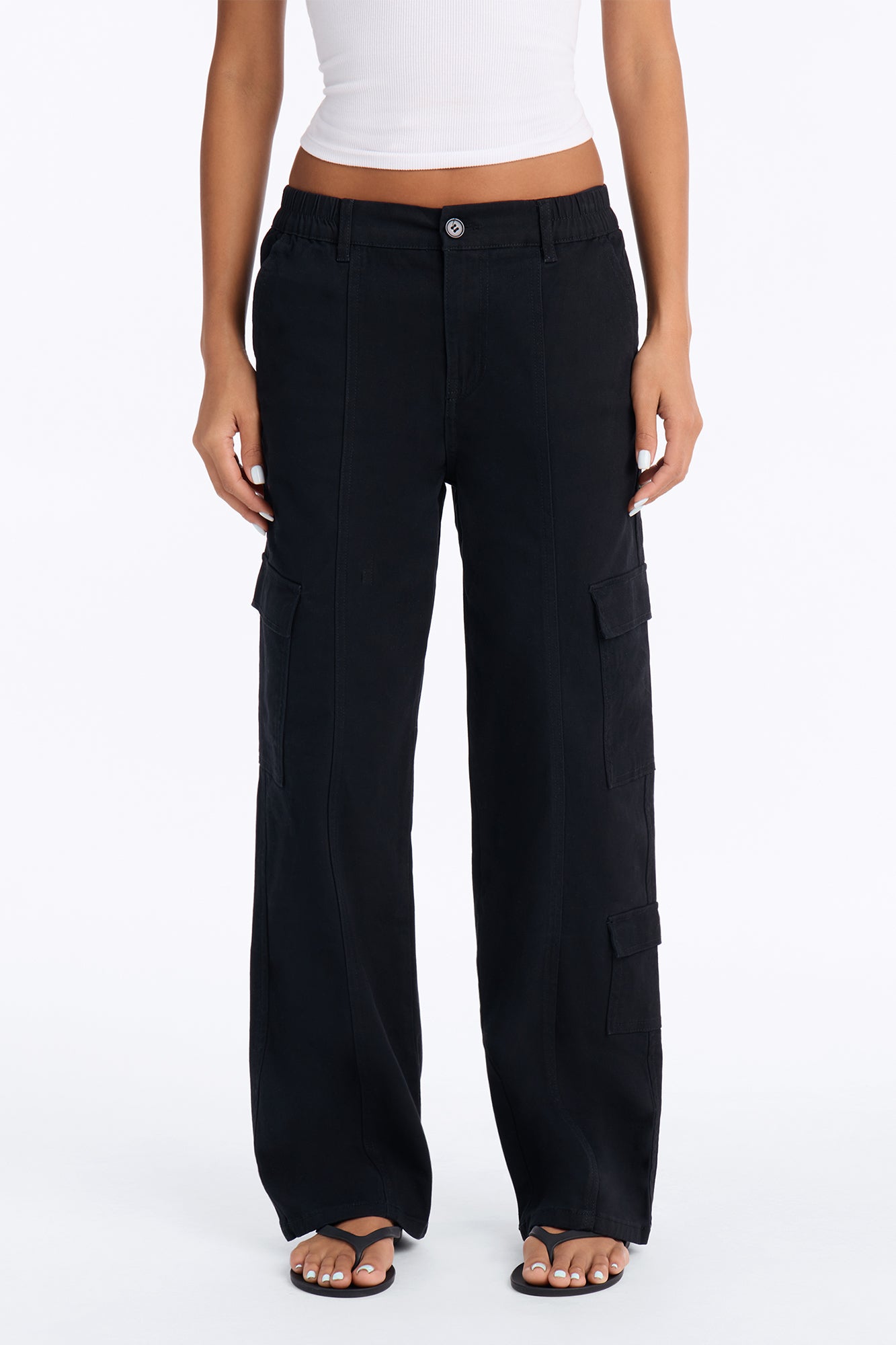 Addie High Rise Straight Leg Cargo Pant - Black