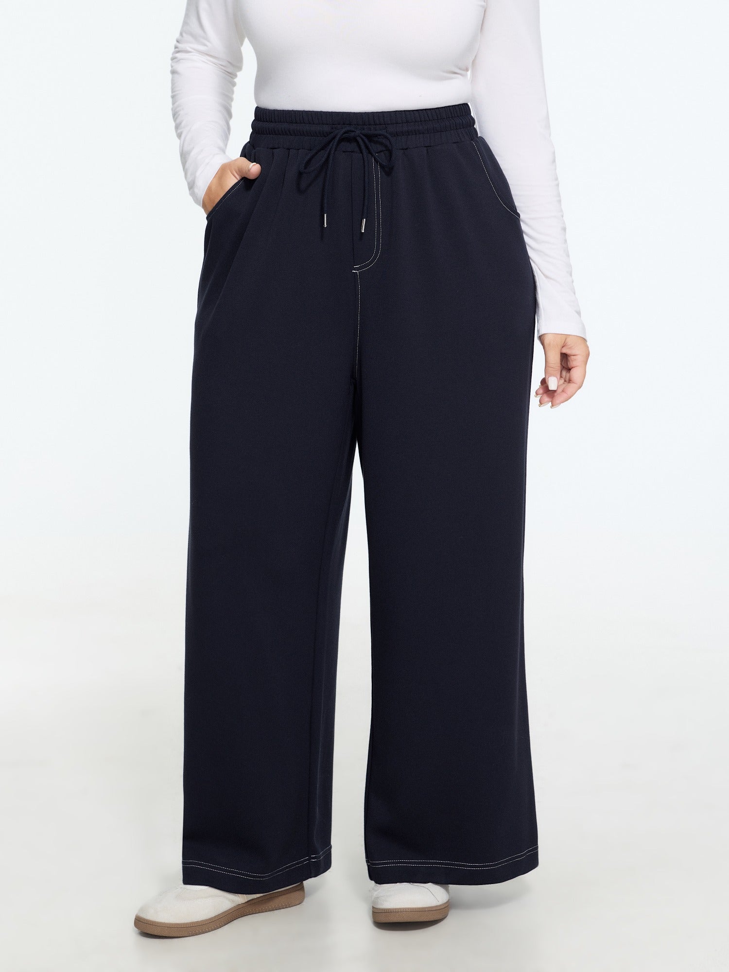 Supersoft Stretch Drawstring Waist Wide Leg Pants