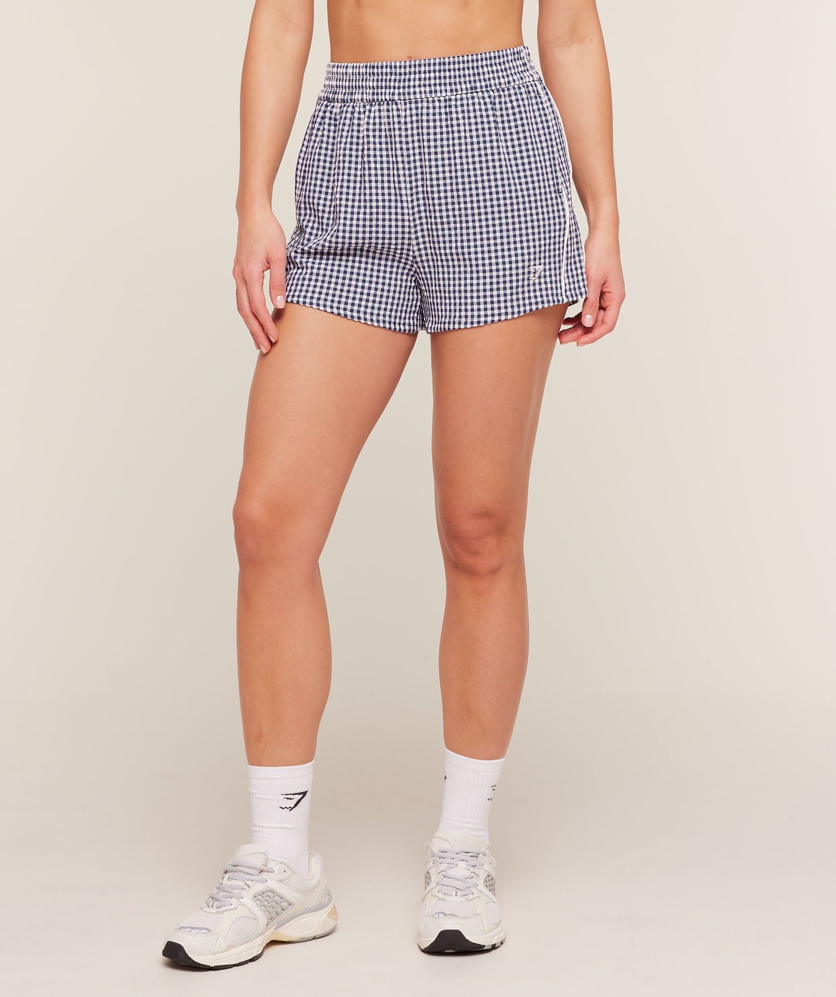 Gymshark Gingham Shorts - Indigo Purple/Soft White