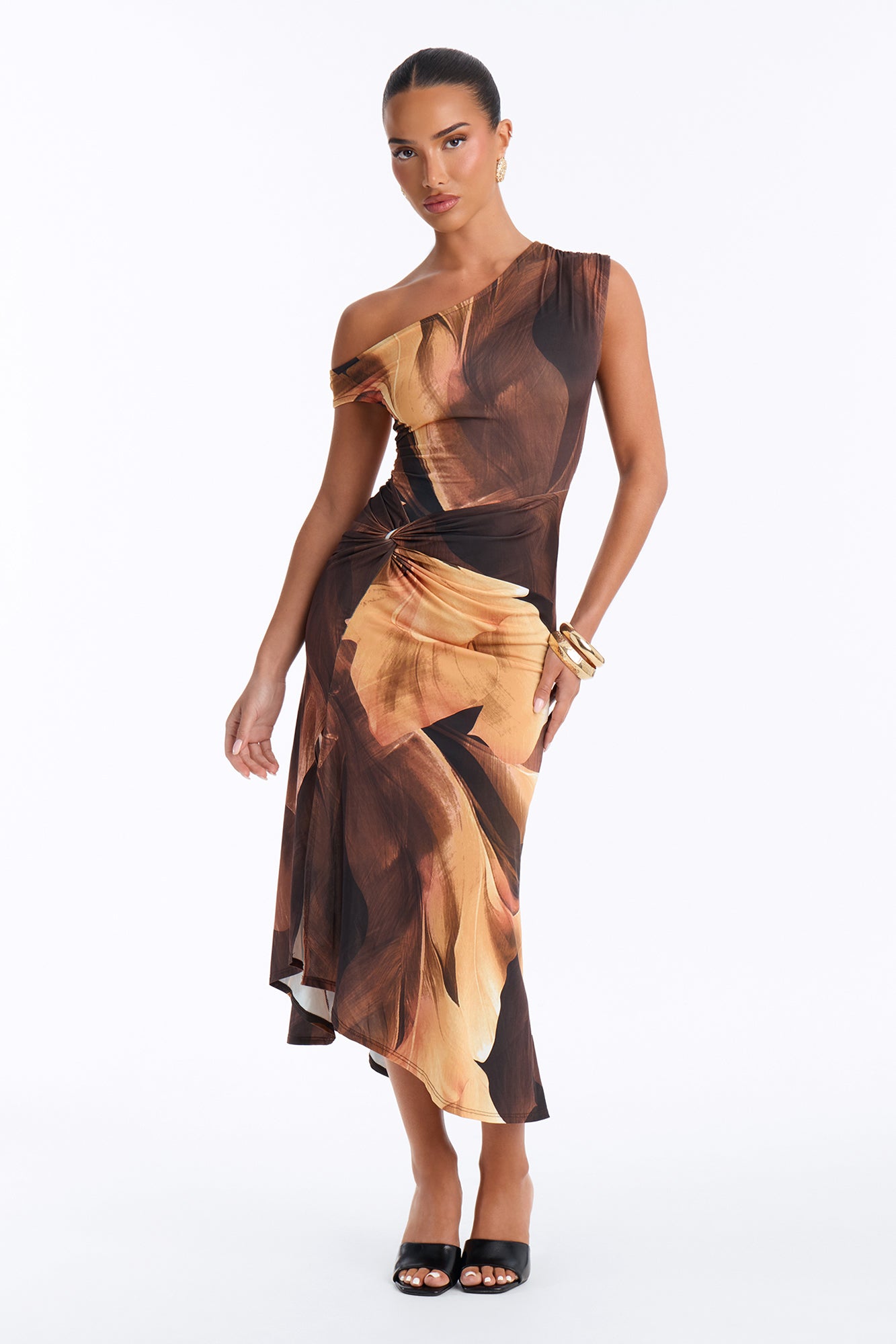 Pick Me Every Time Floral Midi Dress - Brown/combo
