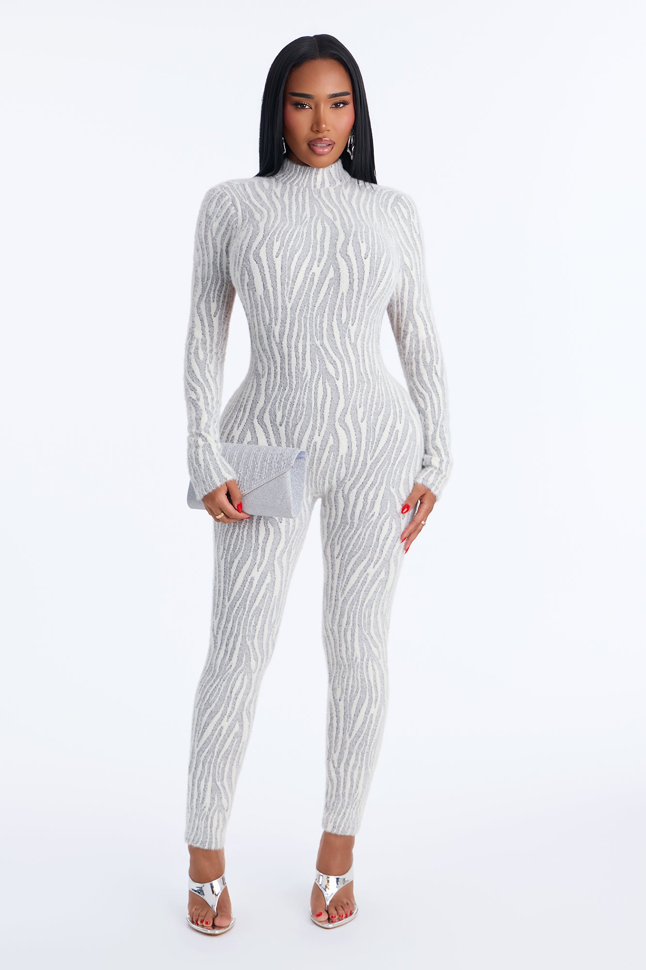 Giselle Cozy Zebra Jumpsuit - White/combo