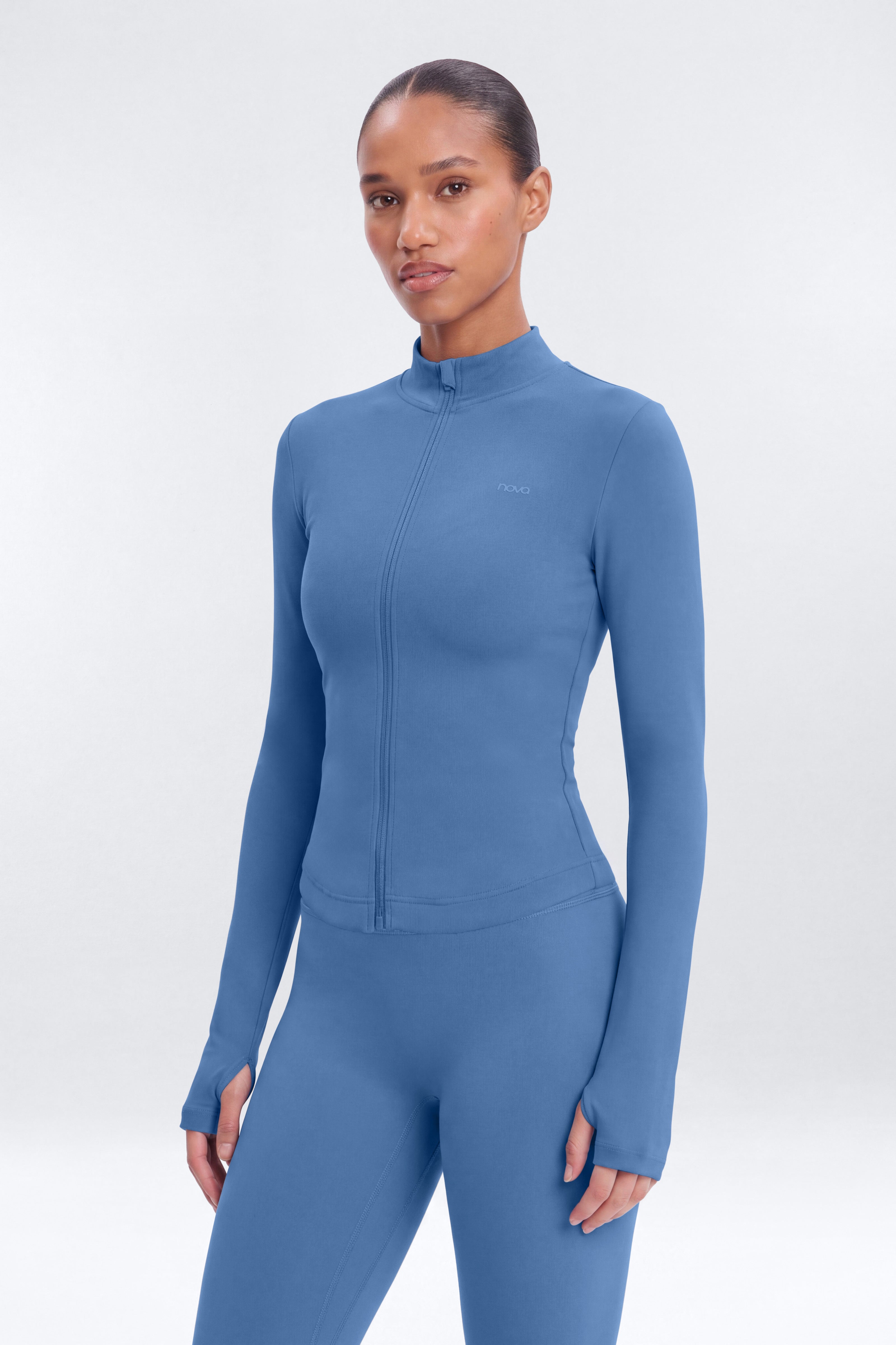 CloudForm™ Mock Neck Zip Up Jacket - Opal Blue