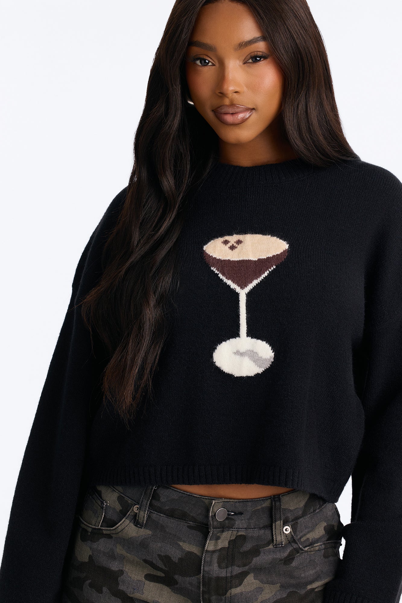 Espresso Martini Obsession Pullover Sweater - Black