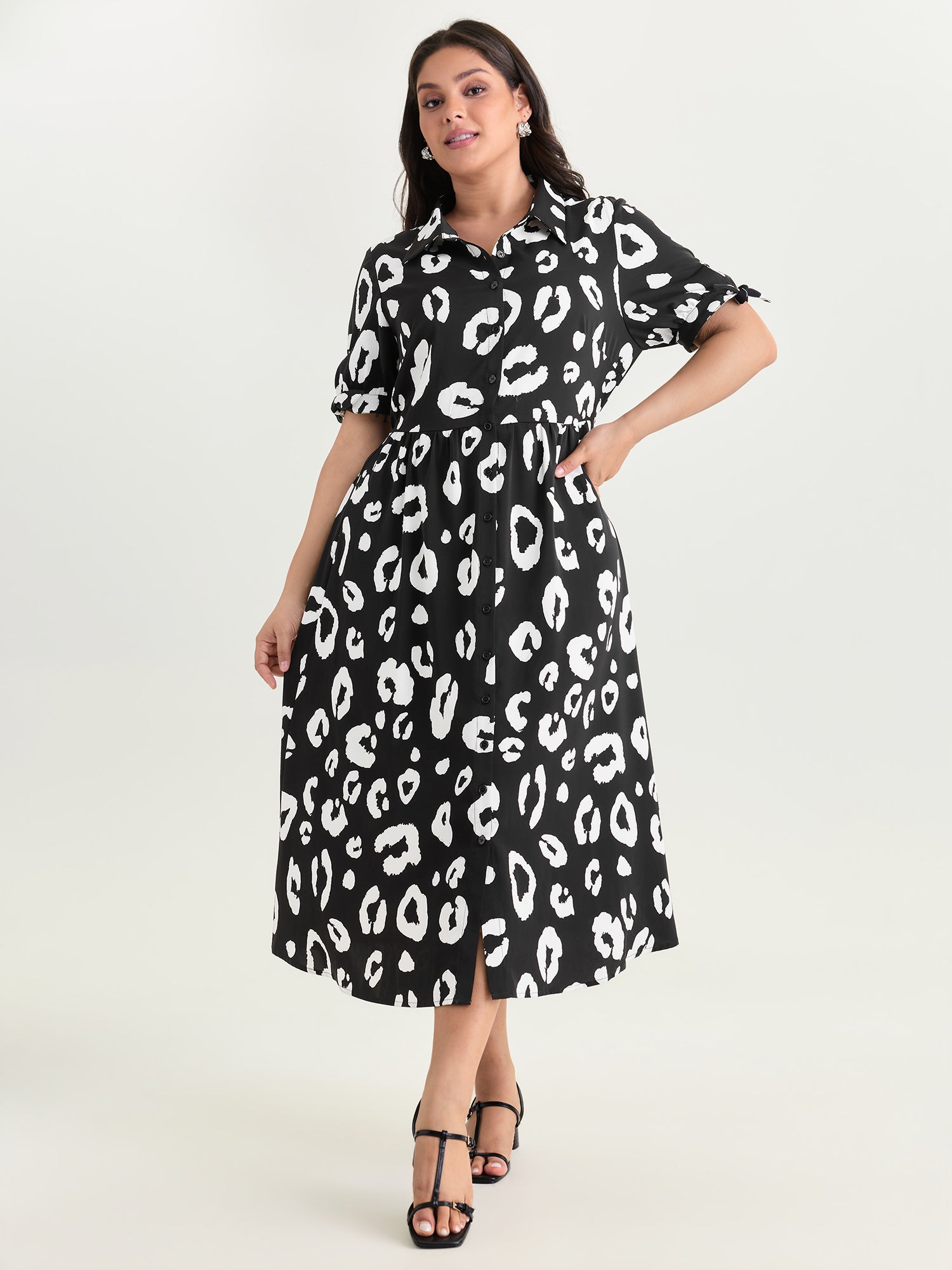 Leopard Print Button Down Midi Dress