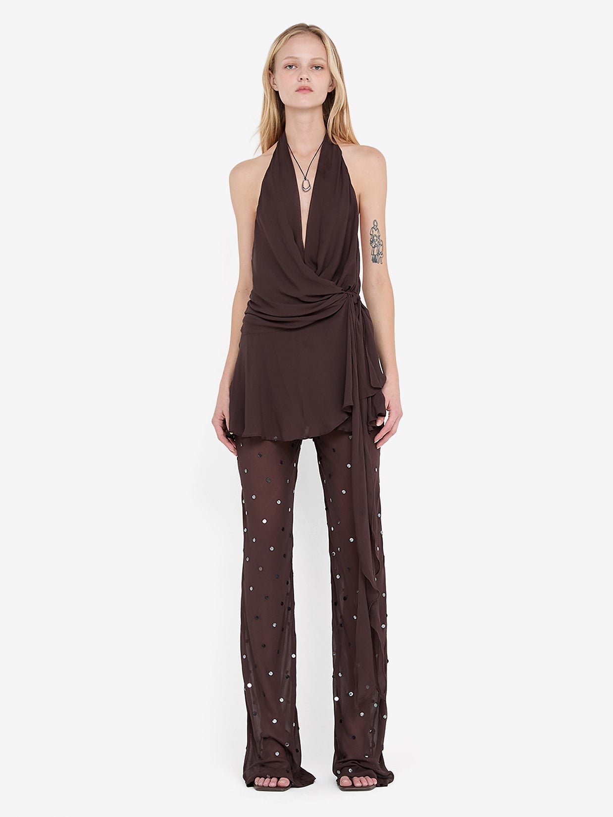 ARIELLE PANT - DARK CHOC SEQUIN