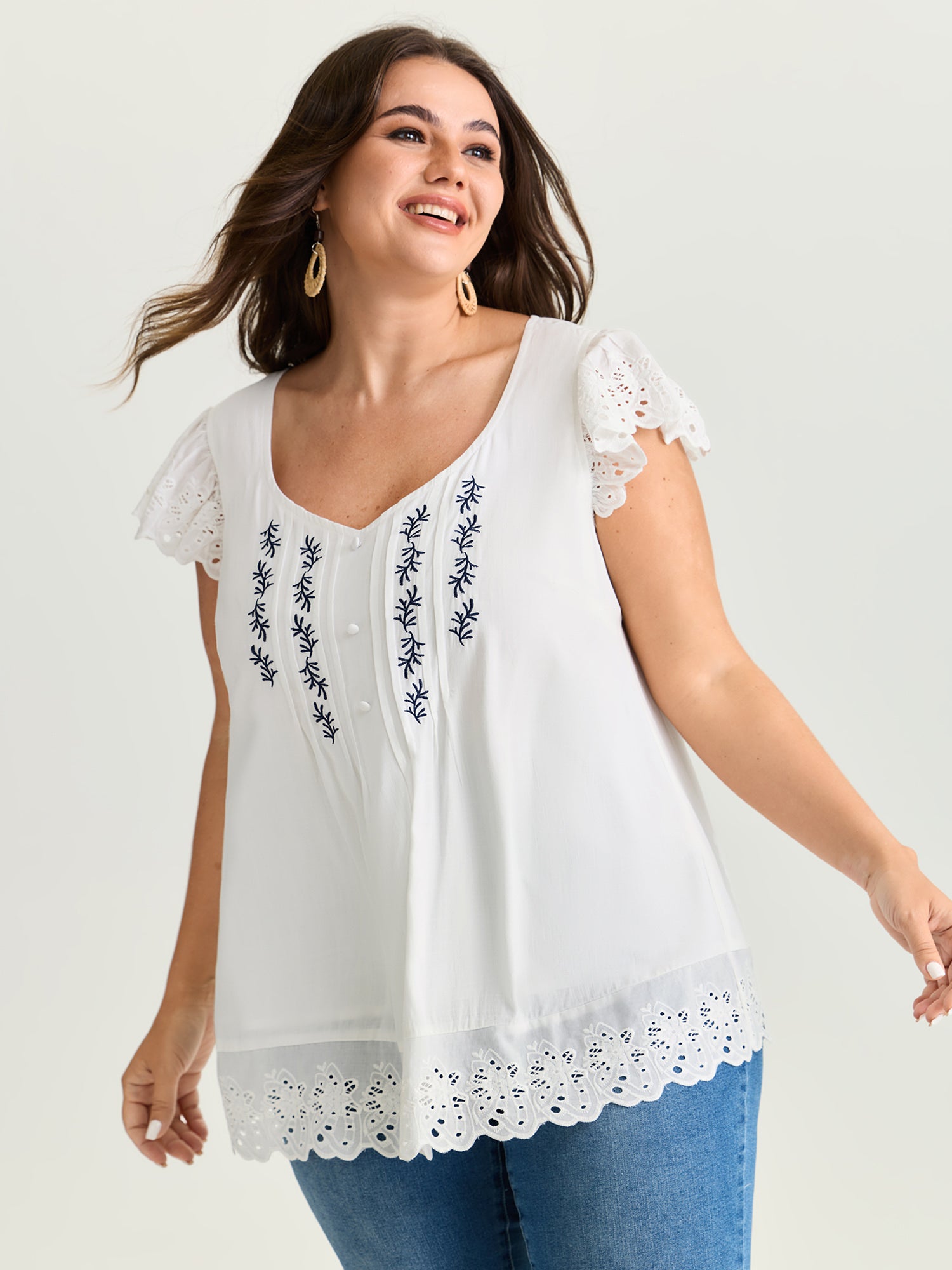 Supersoft Embroidered Cut Out Blouse