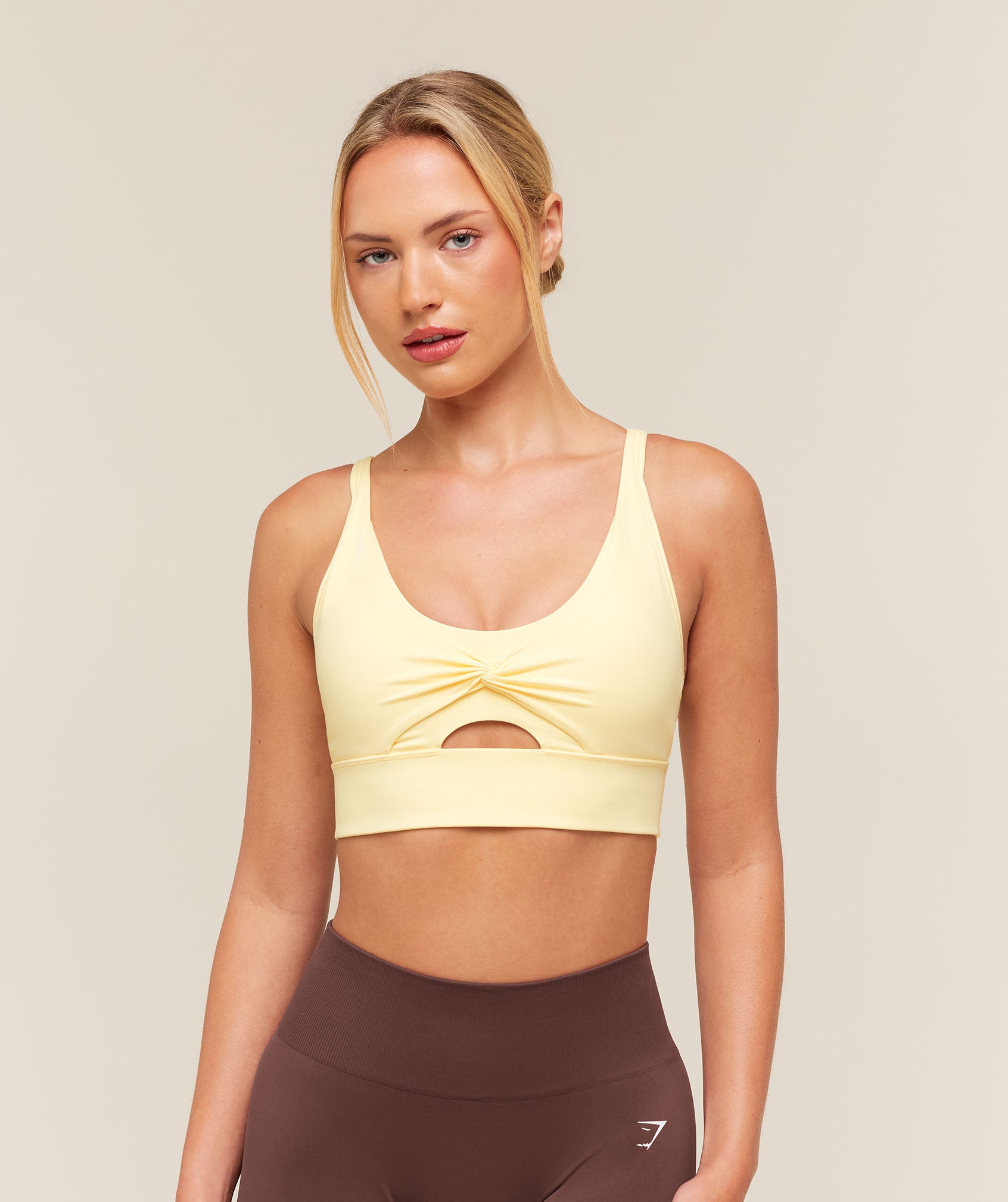 Gymshark Twist Front Sports Bra - Butter Yellow