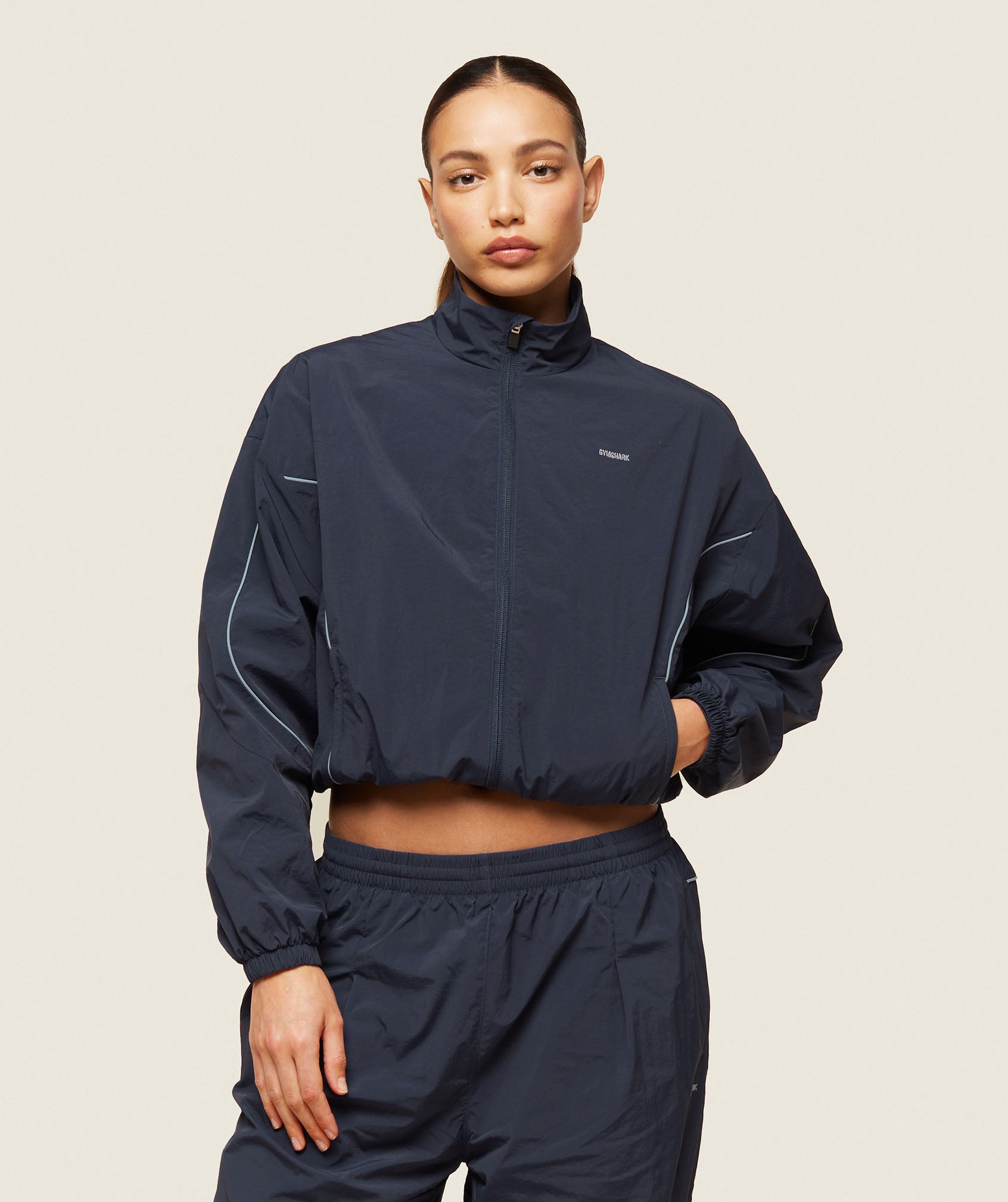 Gymshark Comfort Retro Track Jacket - Heavy Blue/Denim Grey