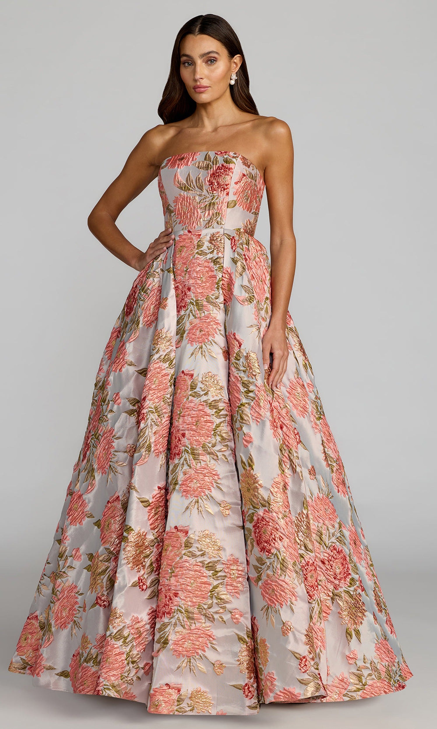 Mac Duggal 69169 - Floral Detail Straight Across Ballgown