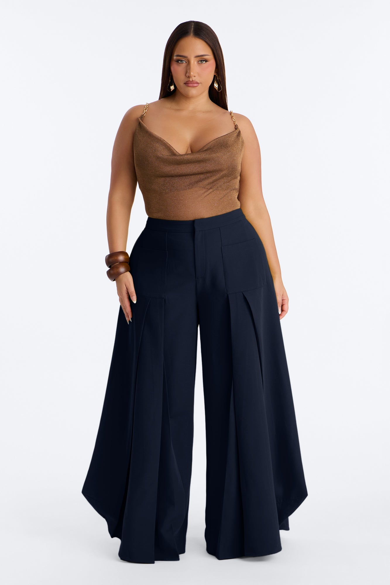 Stand Out Super Wide Pleated Trouser - Navy
