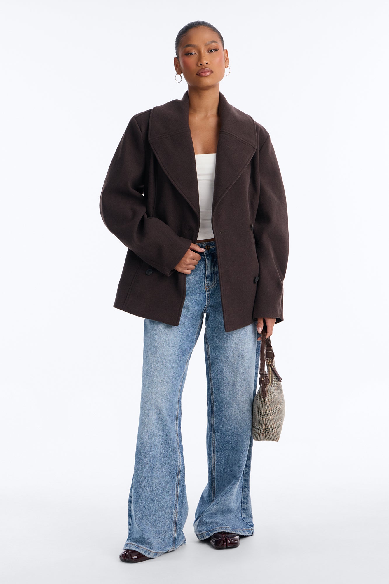 Bianca Cinched Waist Barrel Sleeve Coat - Chocolate