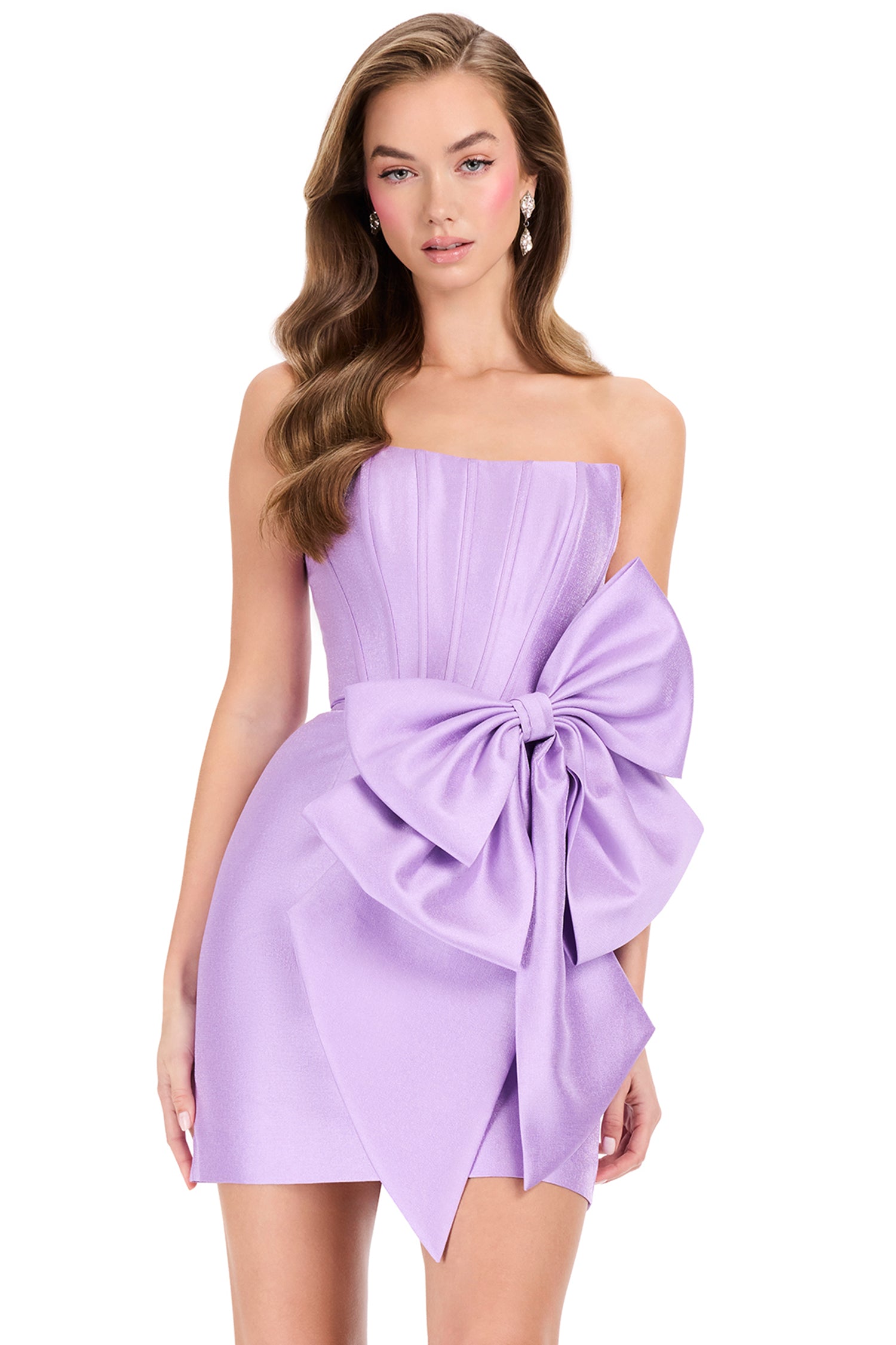 Ashley Lauren 40015 - Oversized Bow Strapless Corset Cocktail Dress