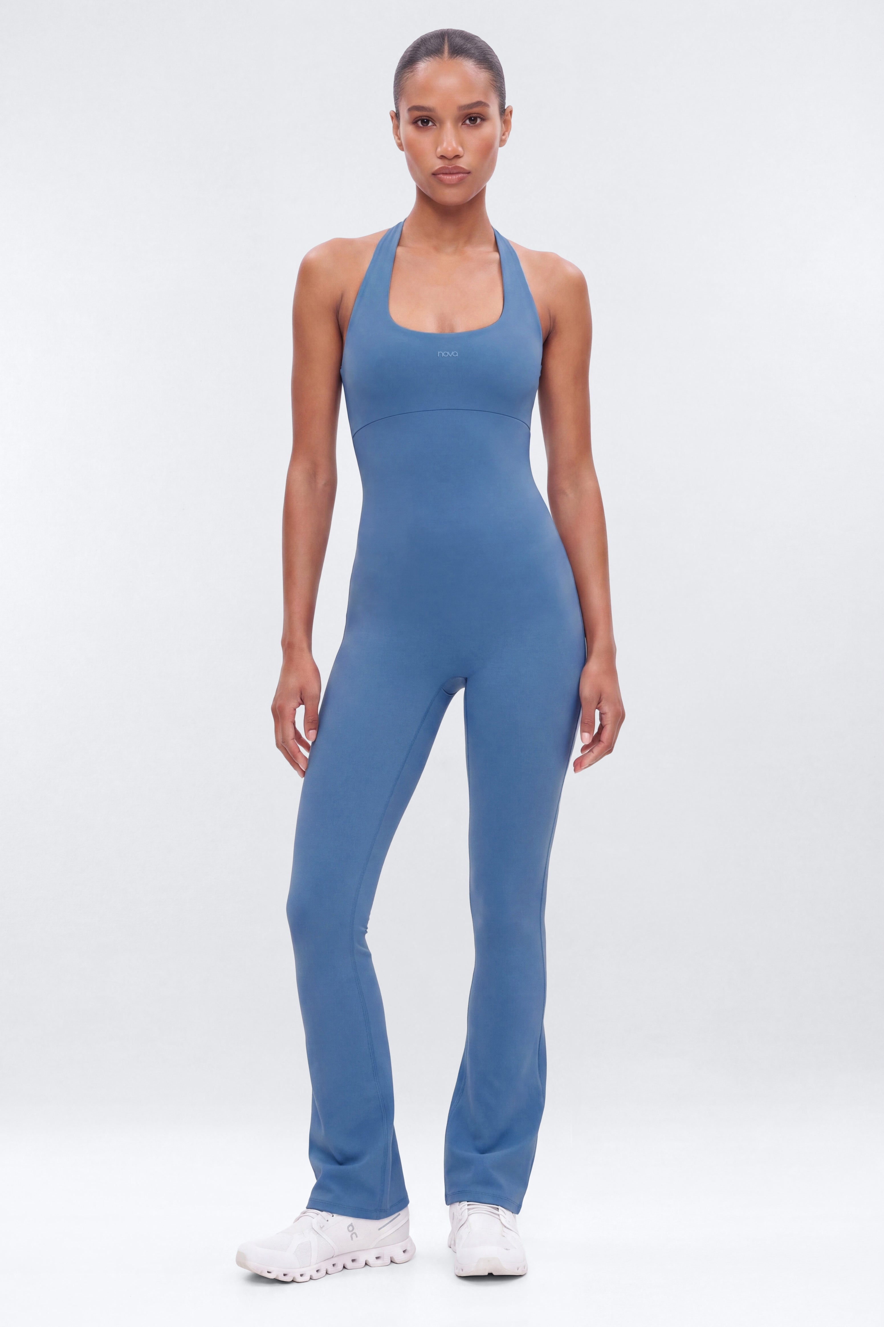 CloudForm™ Flare Halter Jumpsuit - Opal Blue