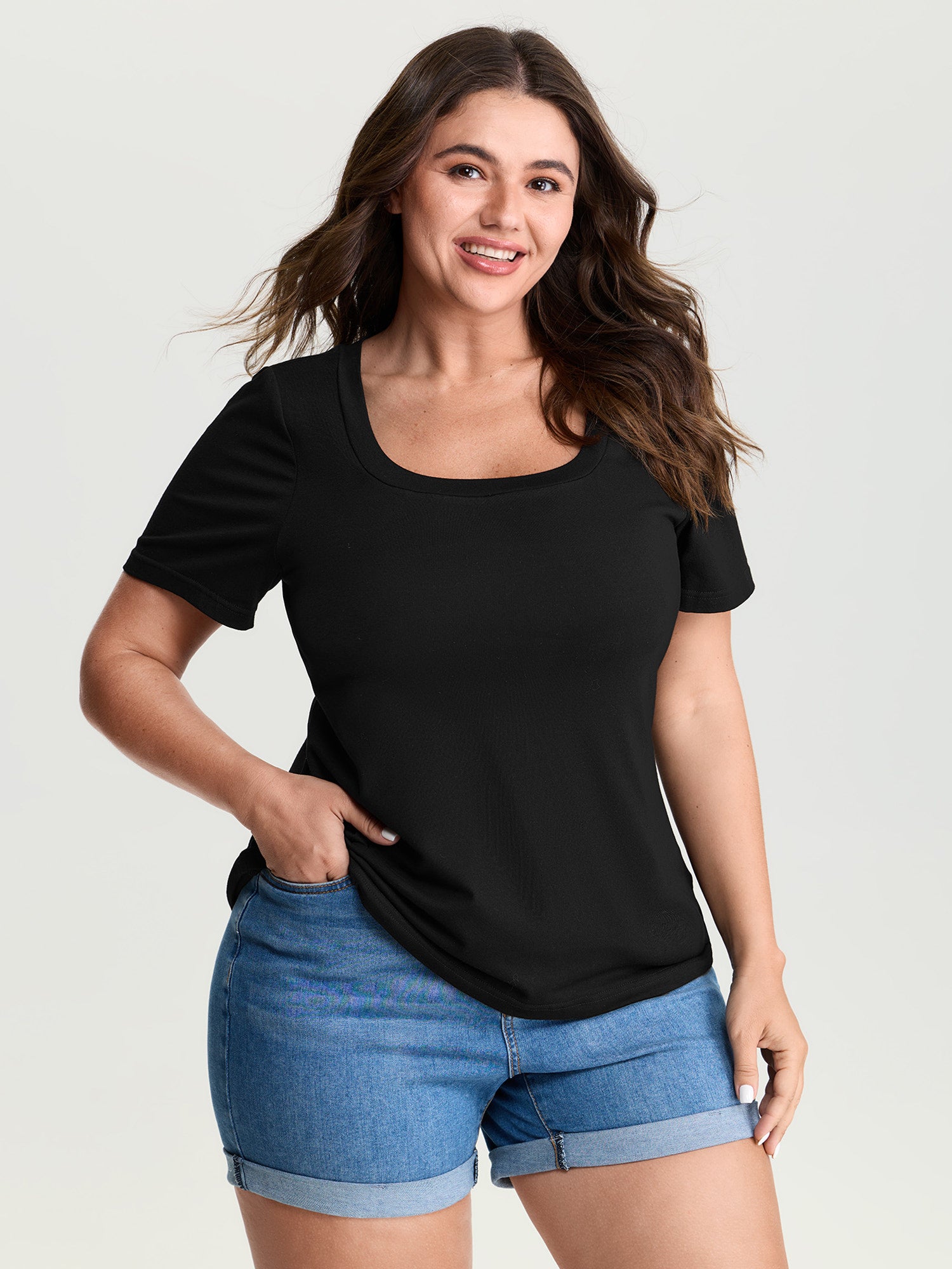 Supersoft Supportive Bra Square Neckline Fitted T-Shirt