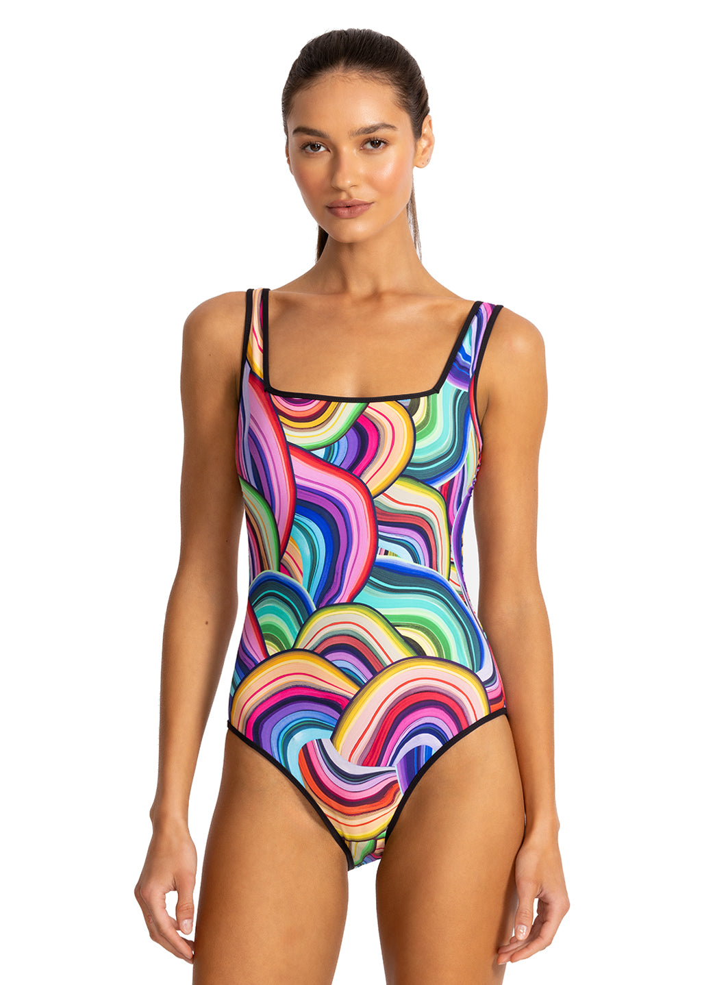 Johnny Was Women's Abel Square Neck One Piece Swimsuit