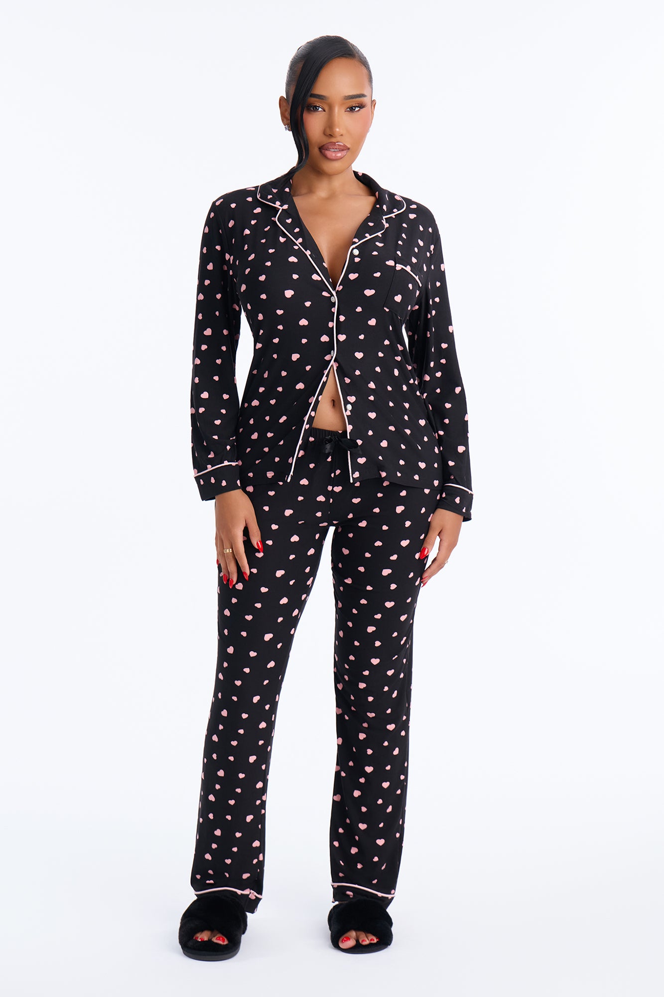 Tucked In Tight Long Sleeve PJ Pant Set - Black/combo