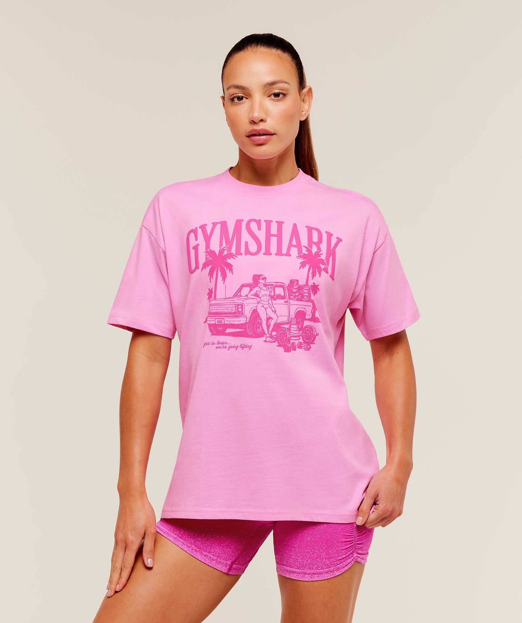 Gymshark Pick Up Truck Graphic Short Sleeve T-Shirt - Focus Pink