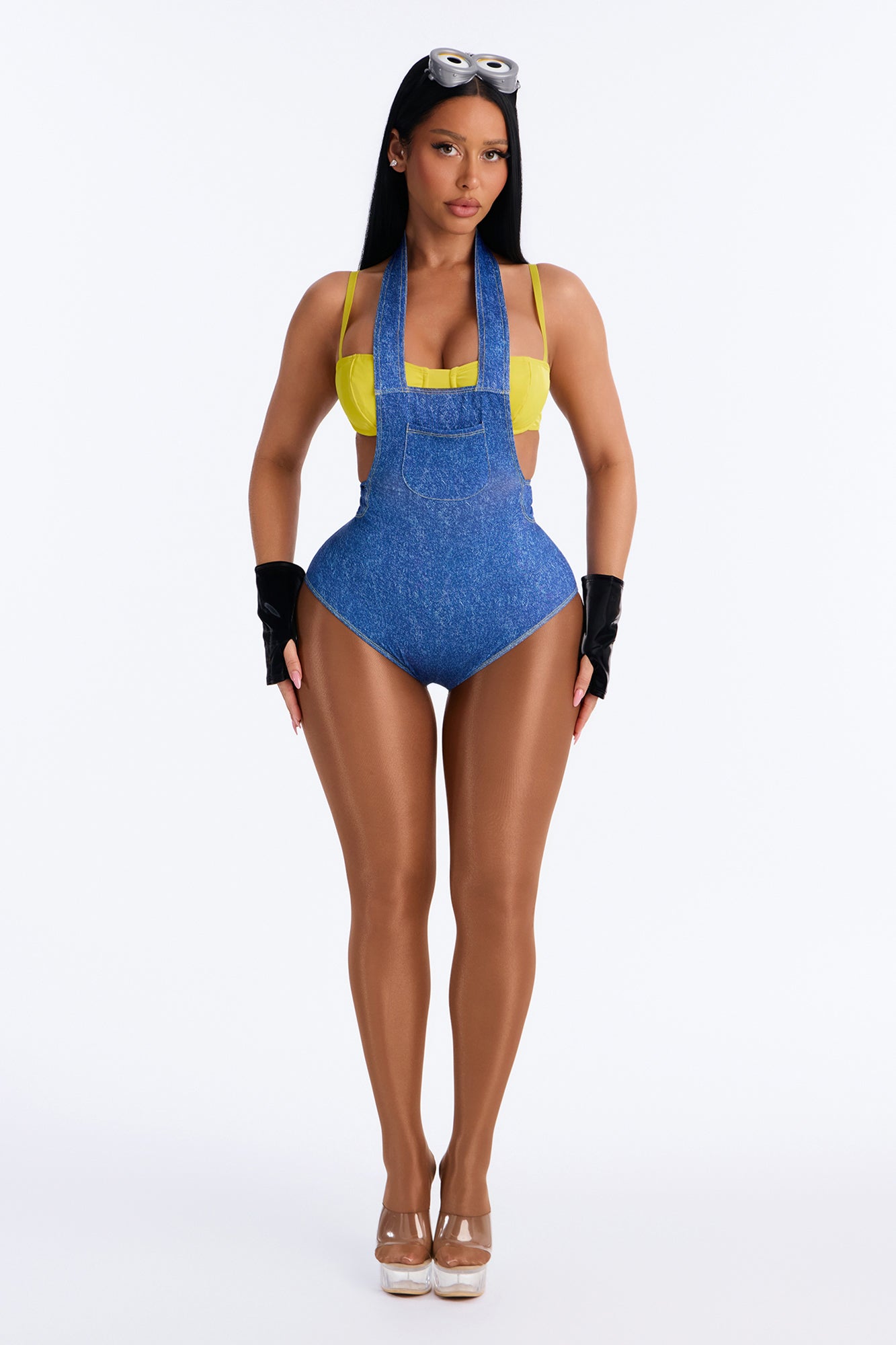 Babe In Overalls 4 Piece Costume Set - Blue/combo