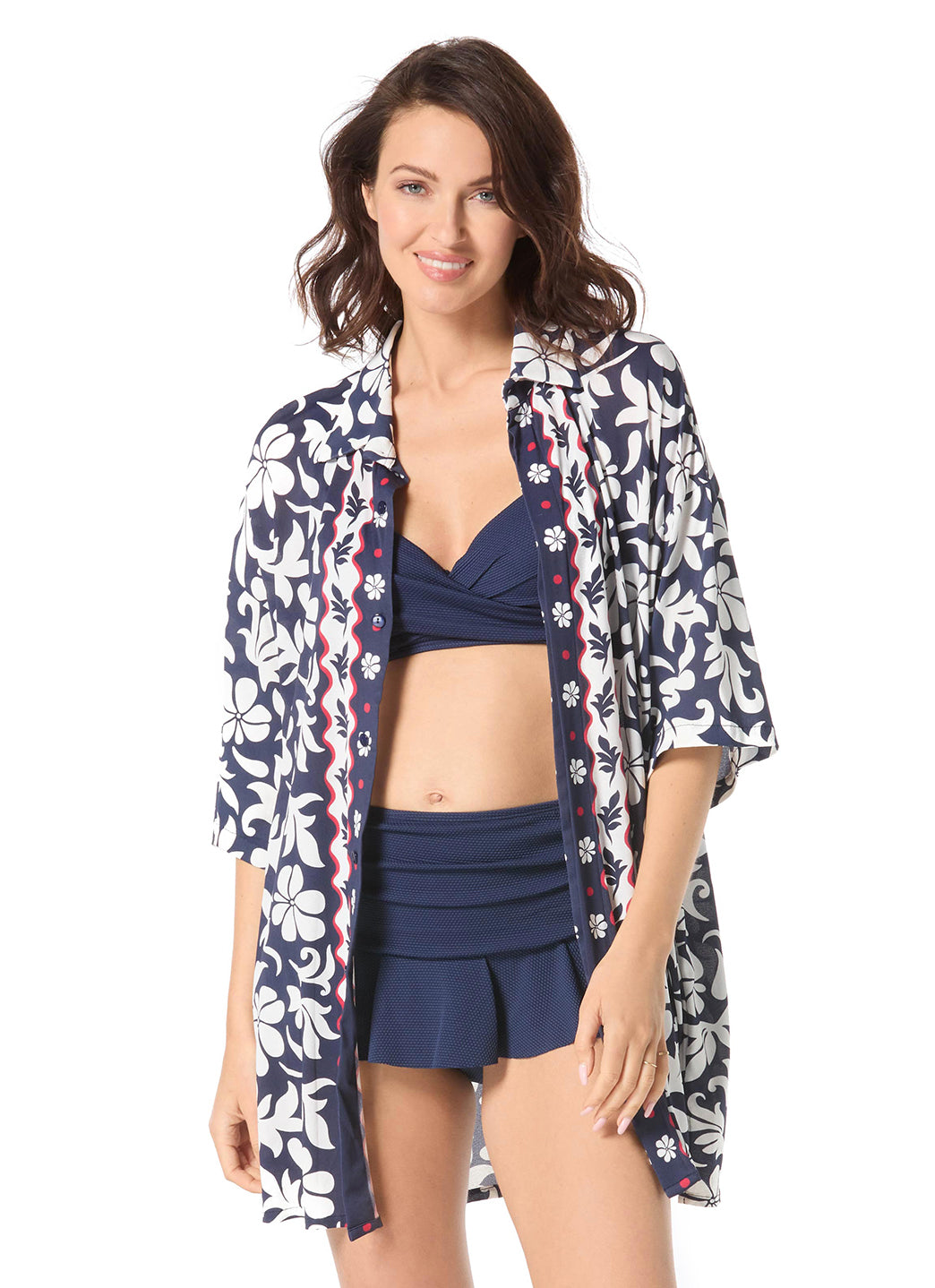 Beach House Women's Block Trop Harper Boyfriend Shirt Cover Up