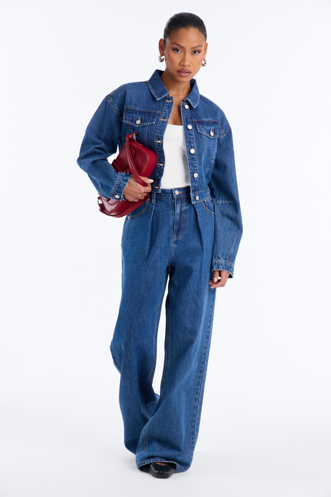 Cleo Denim Pant Set - Dark Wash