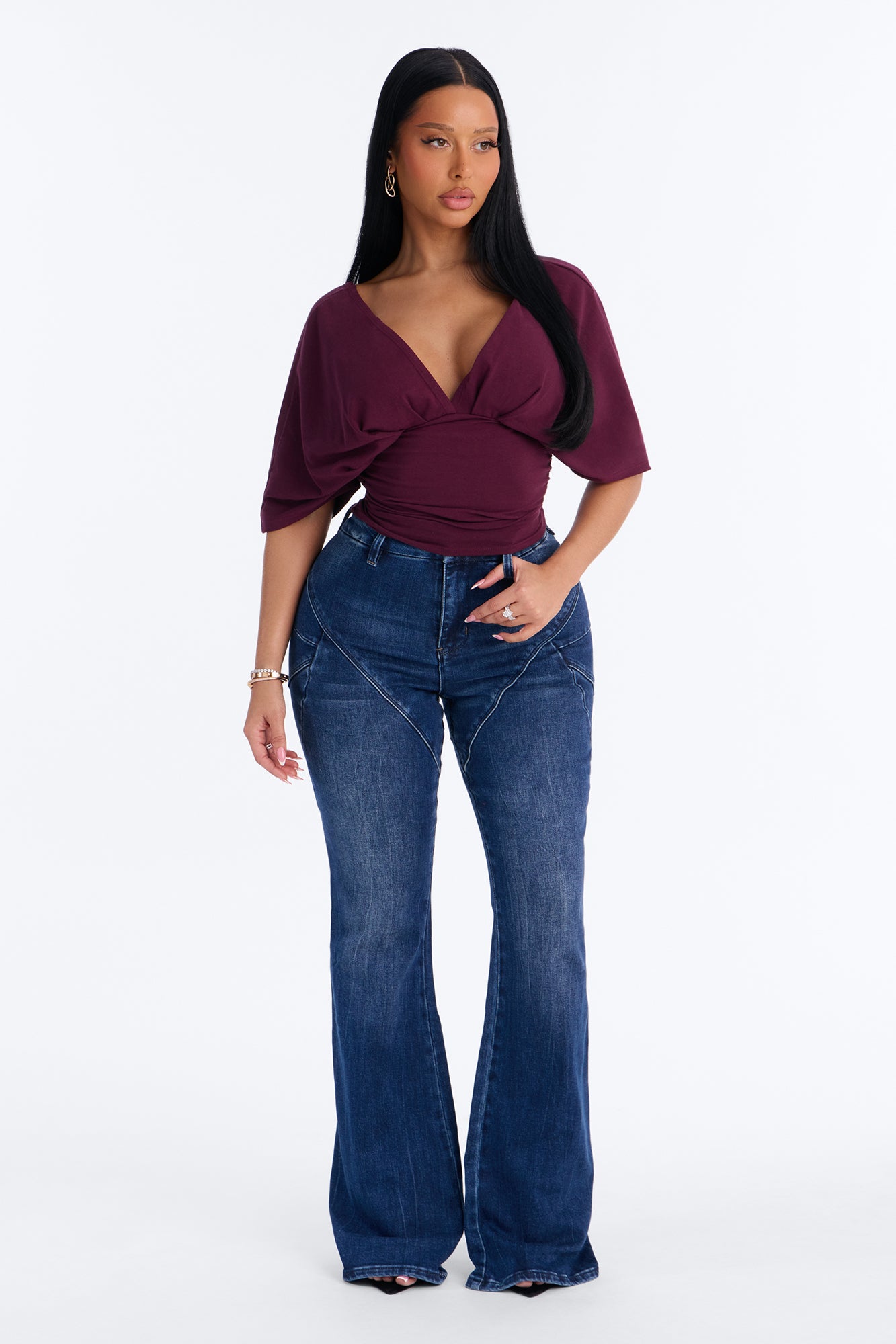 Verona High Rise Booty Lifter Stretch Flare Jeans - Dark Wash