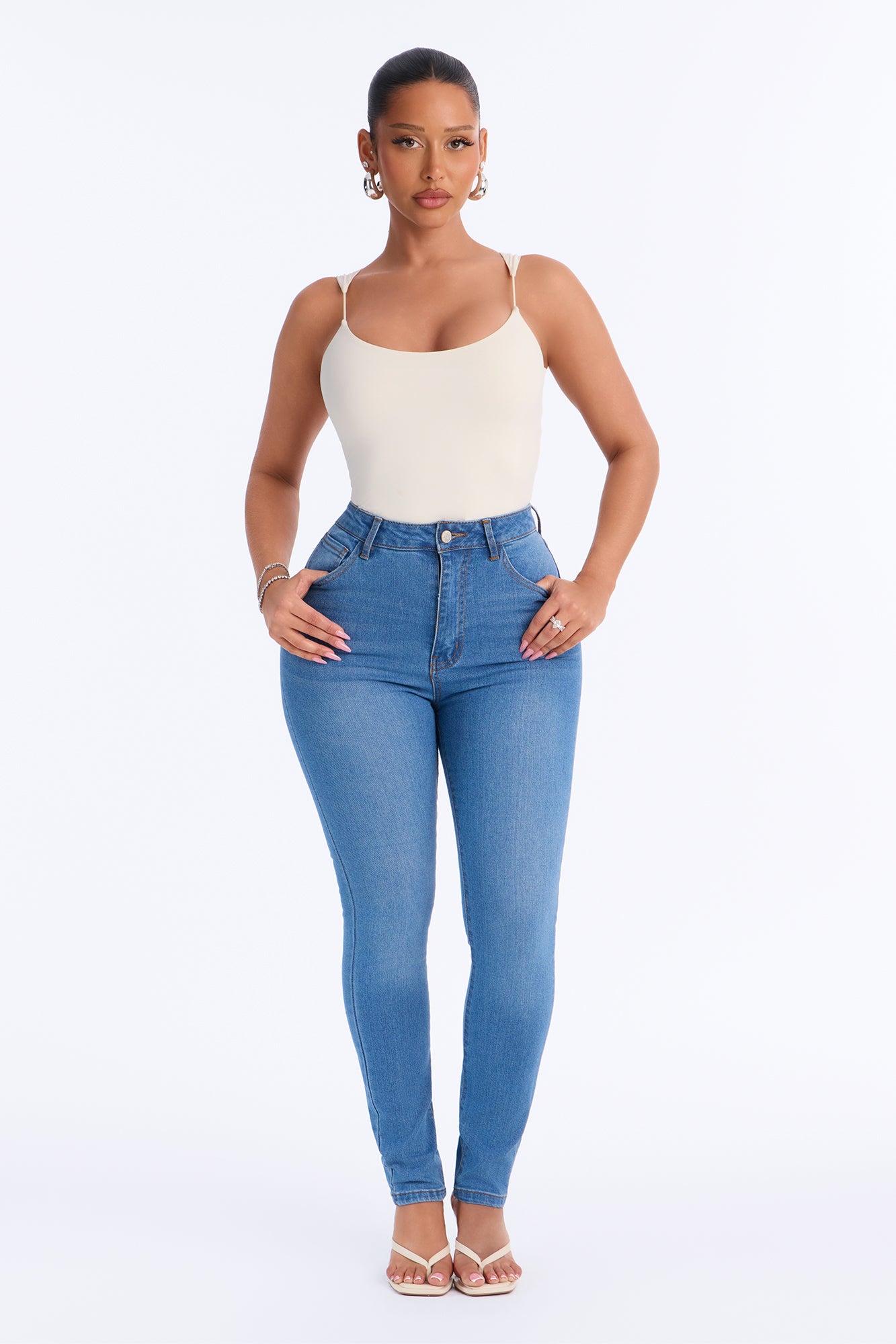 On Alert High Rise Stretch Skinny Jeans - Medium Wash