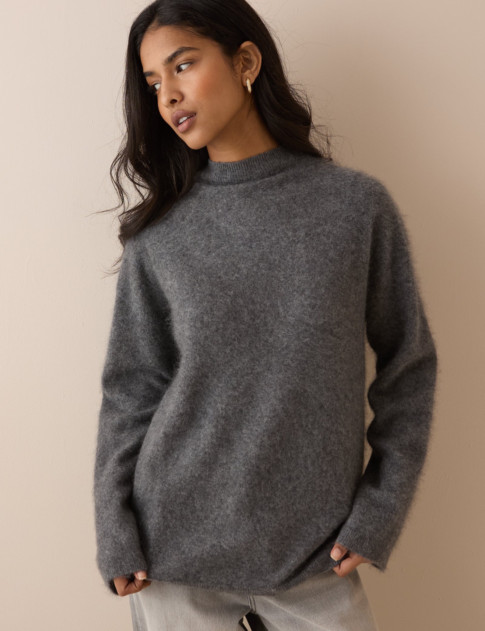 Grey Brushed Wool Jumper