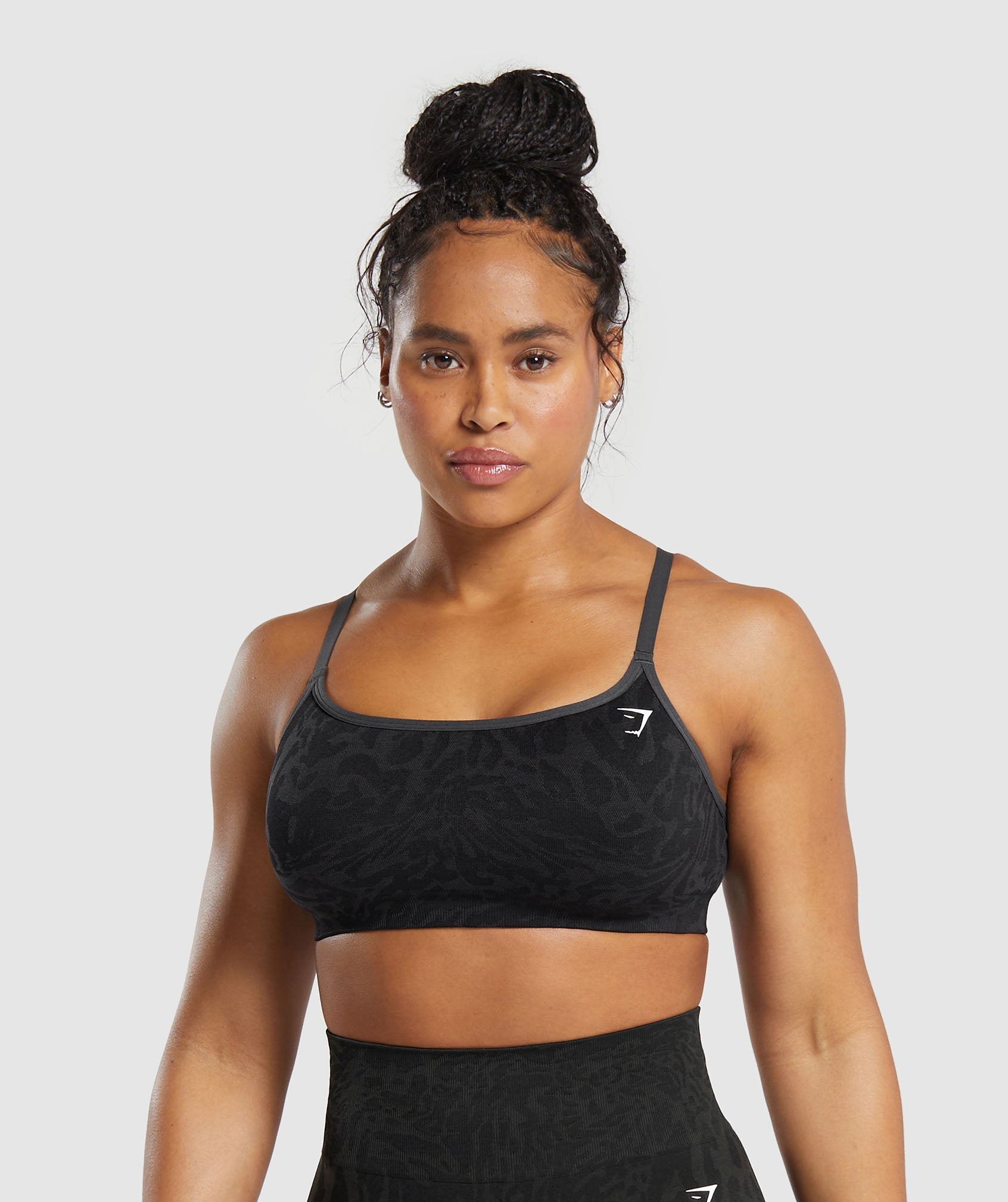 Gymshark Adapt Pattern Seamless Sports Bra - Black/Asphalt Grey